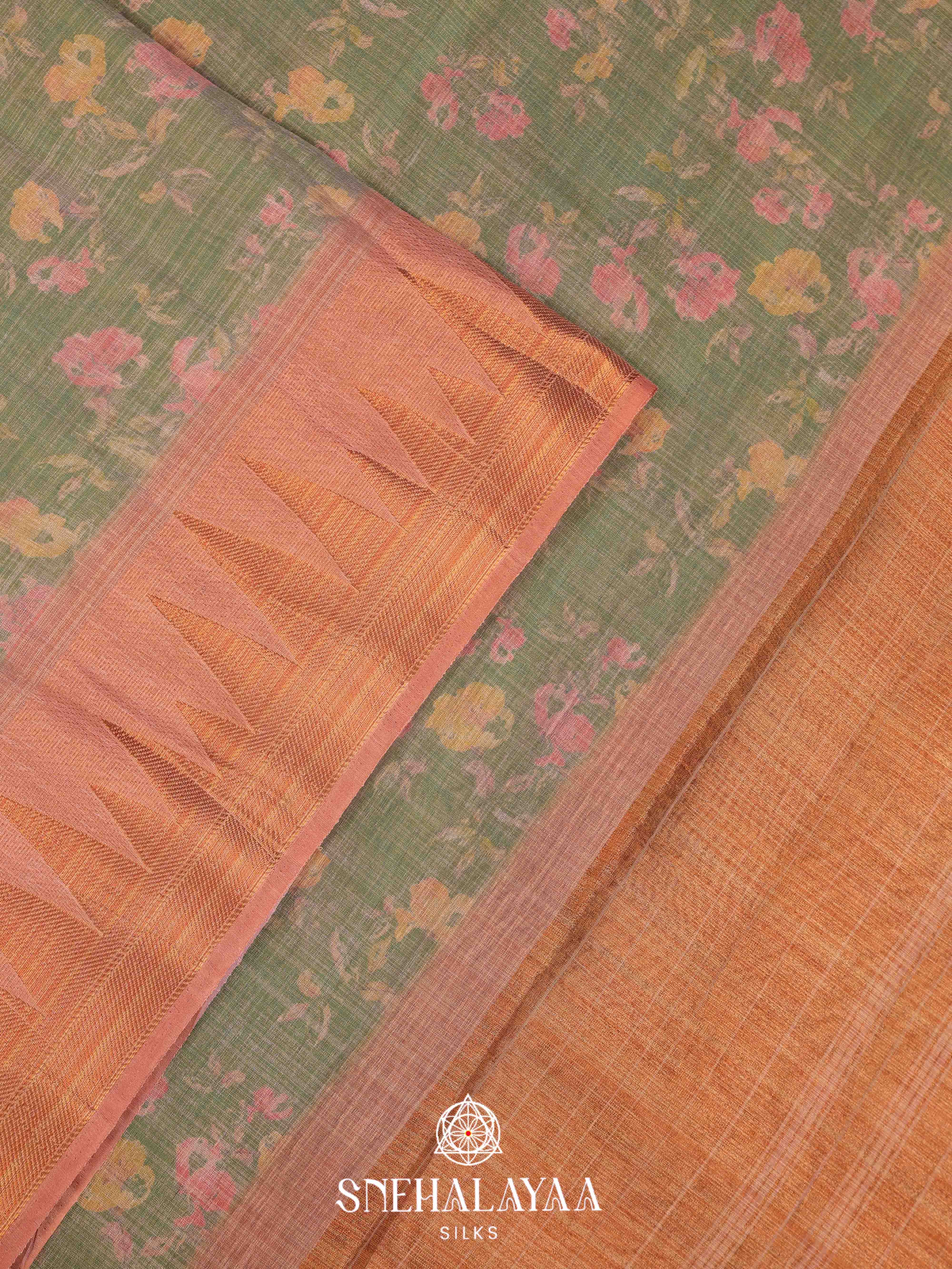 Green Linen Saree
