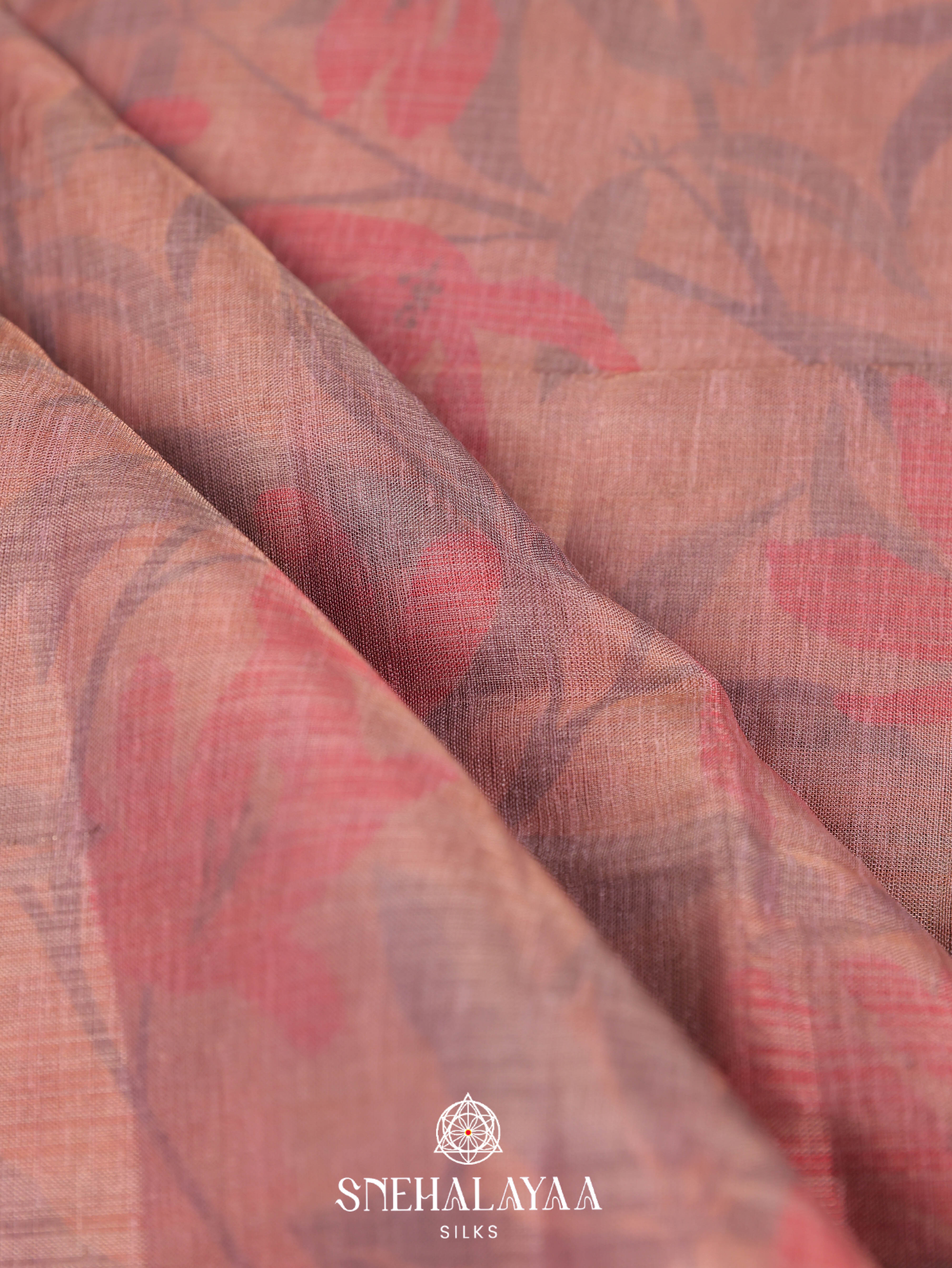 Peach Linen Saree