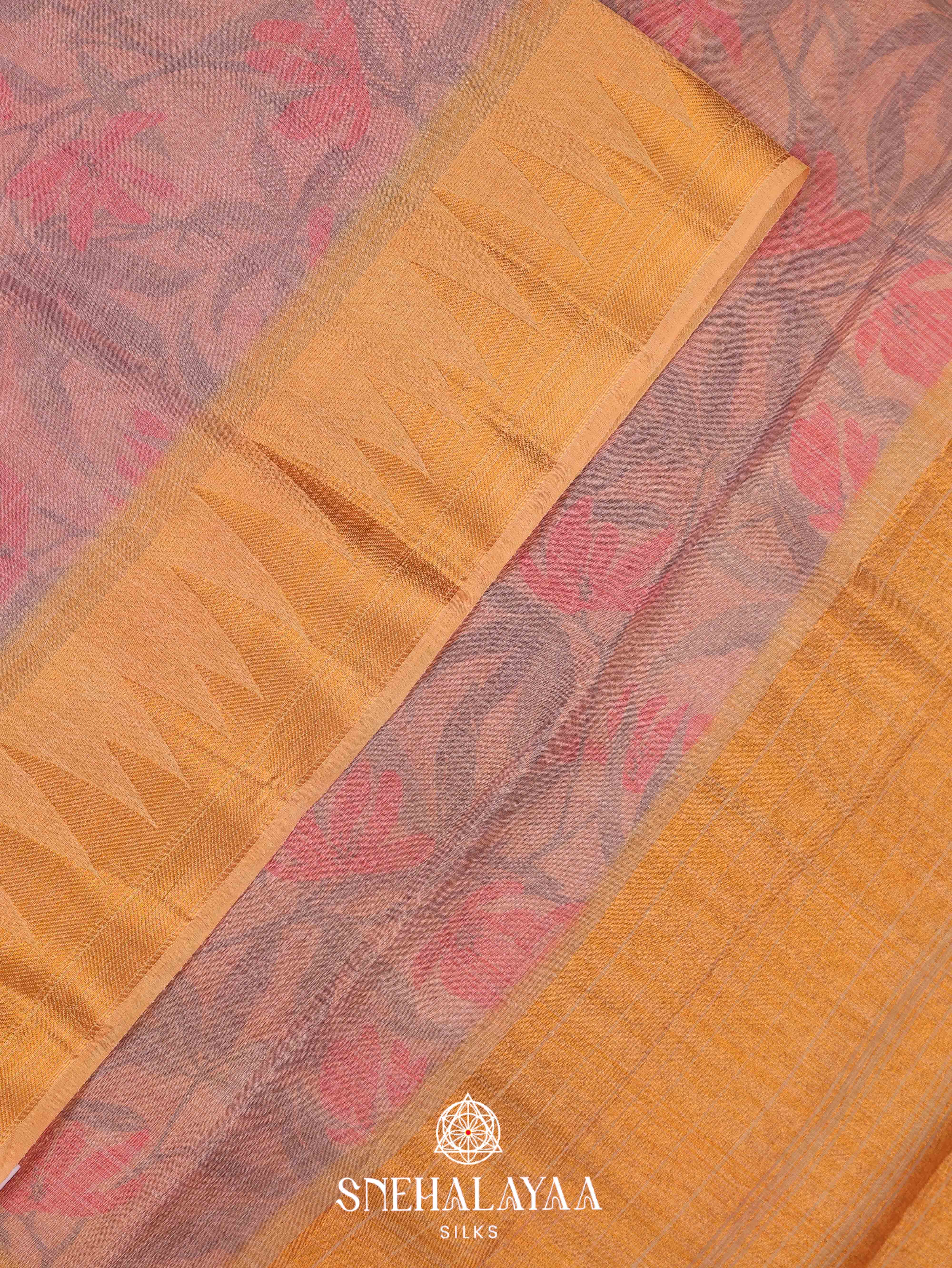 Peach Linen Saree