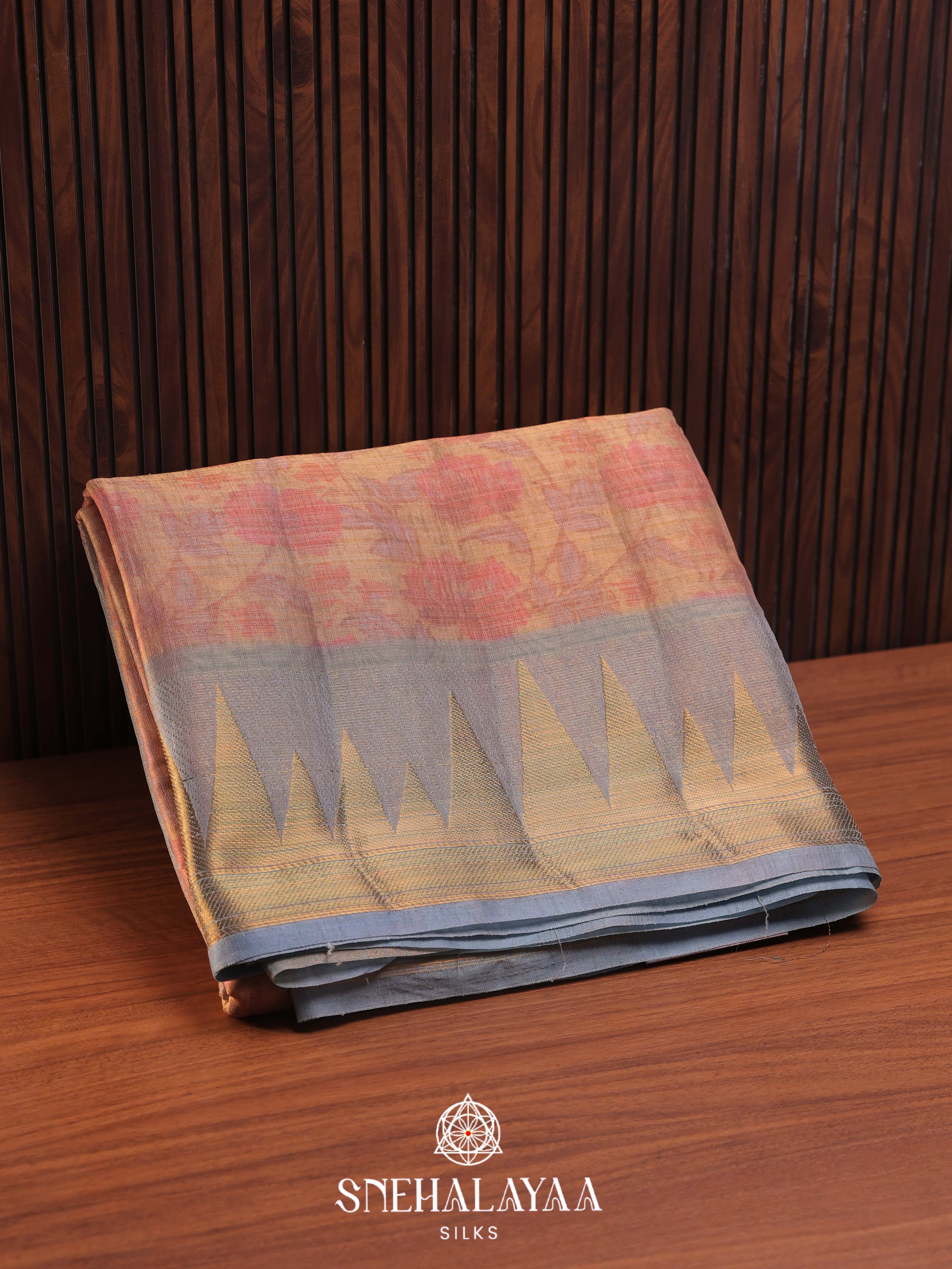 Pale Orange Linen Saree