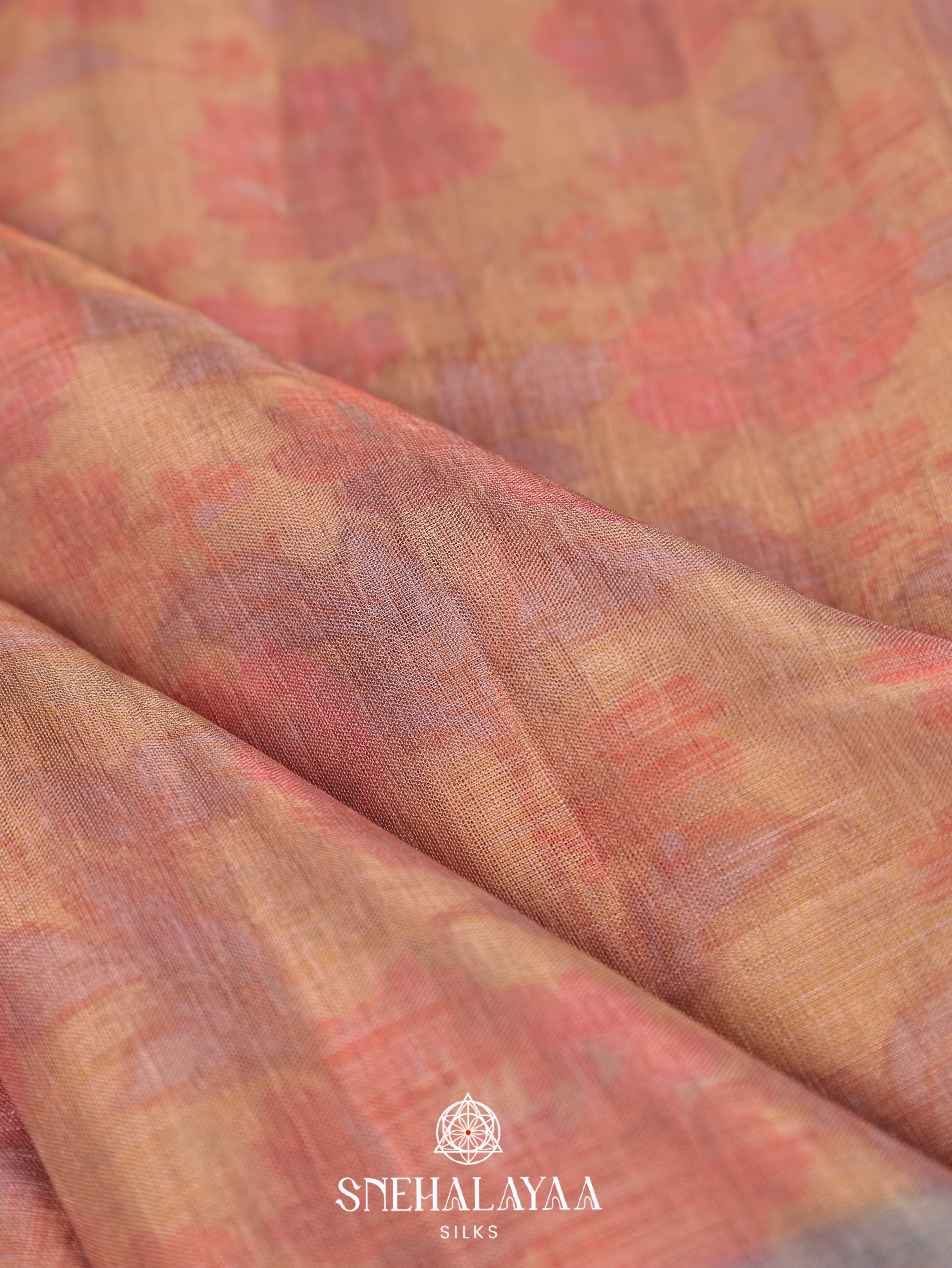 Pale Orange Linen Saree