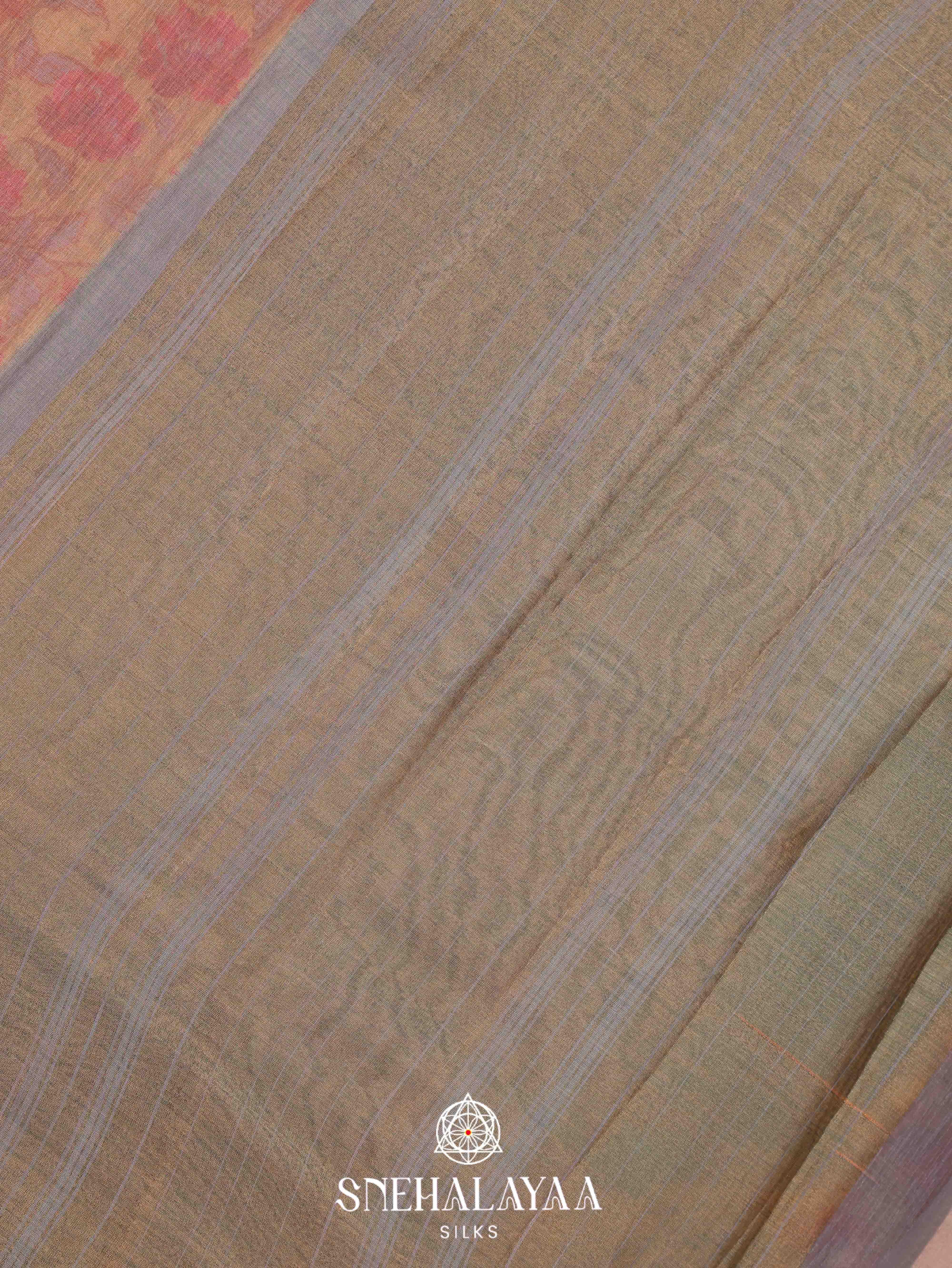 Pale Orange Linen Saree