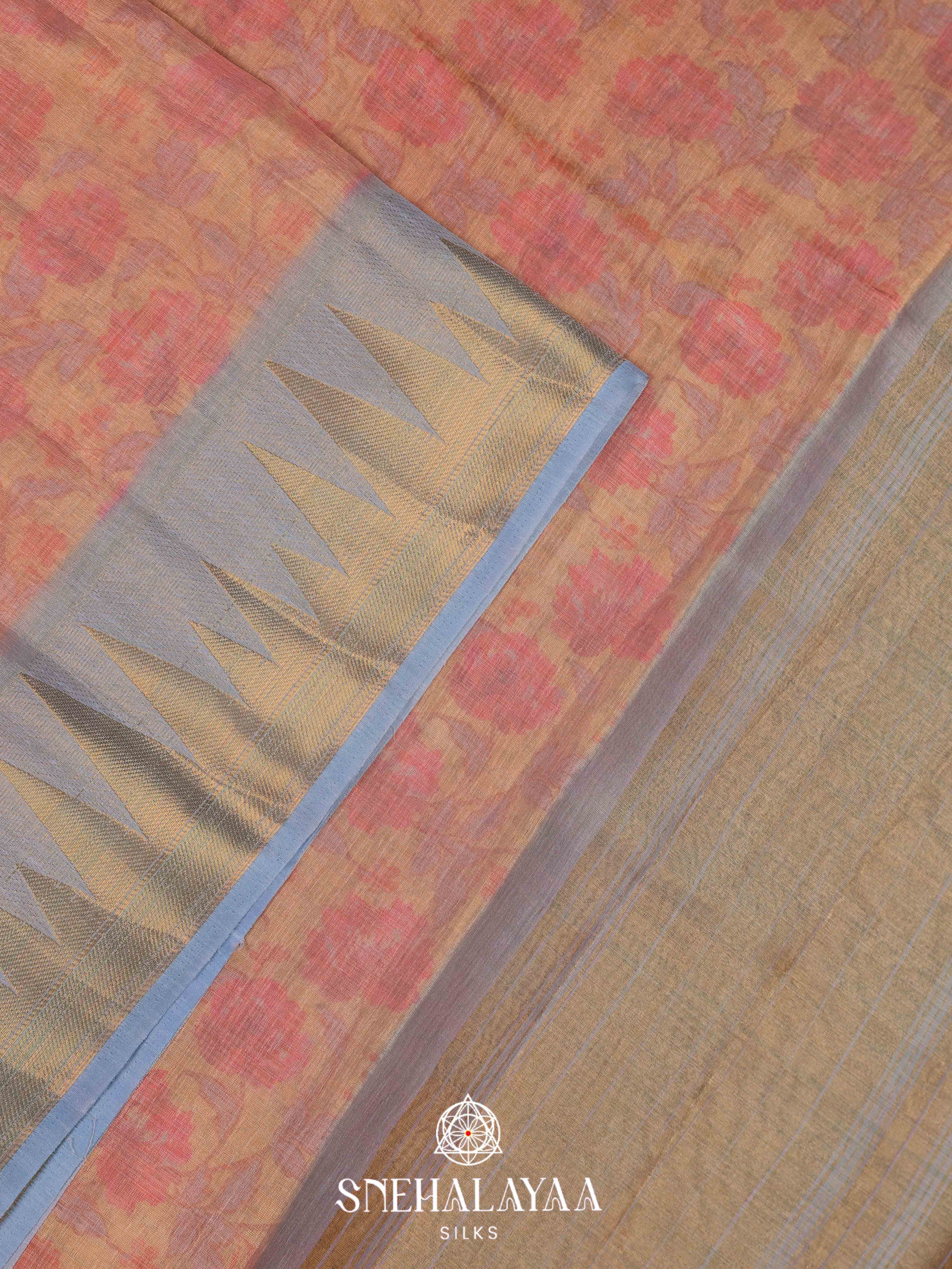 Pale Orange Linen Saree