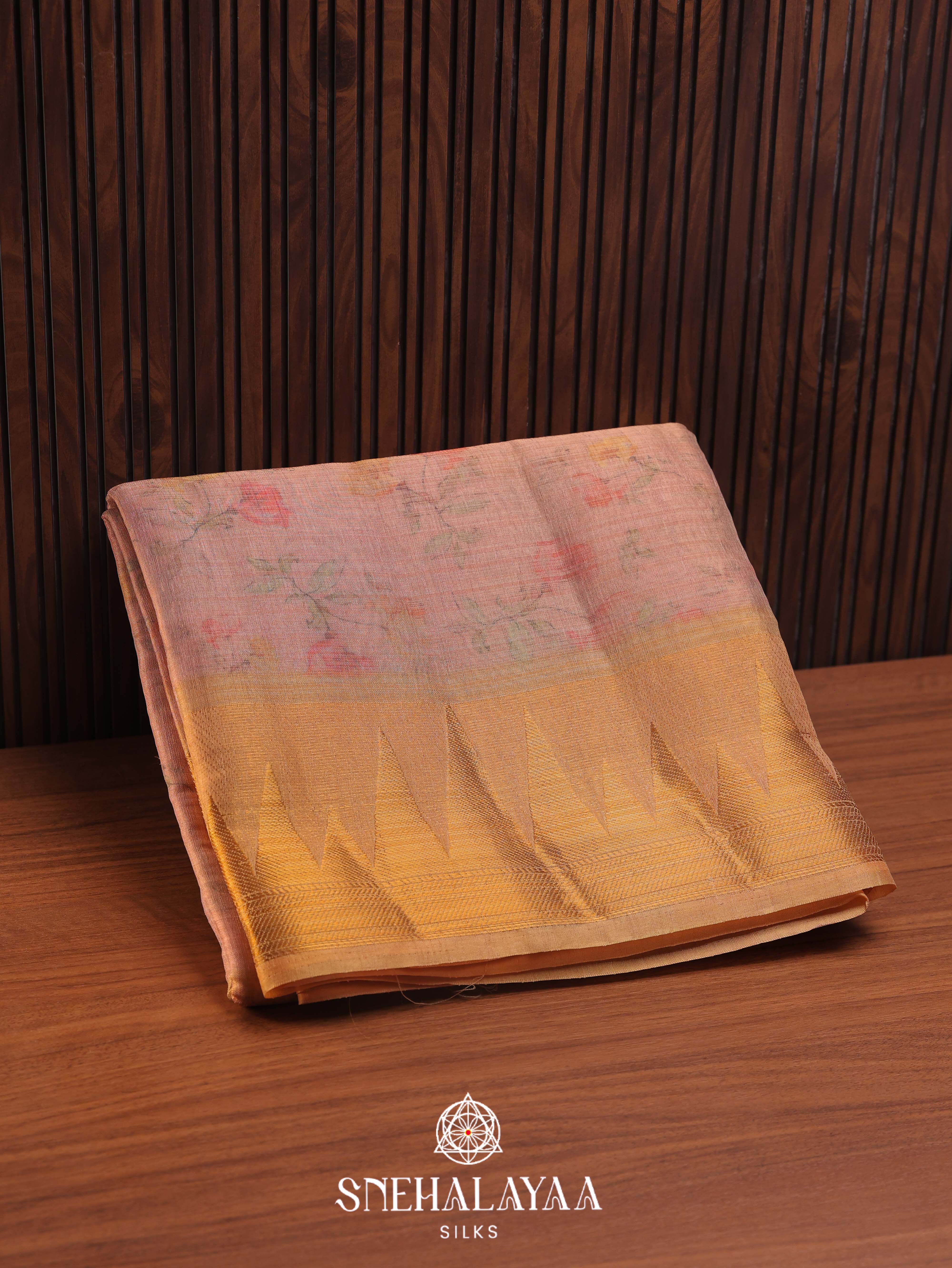 Pink Linen Saree