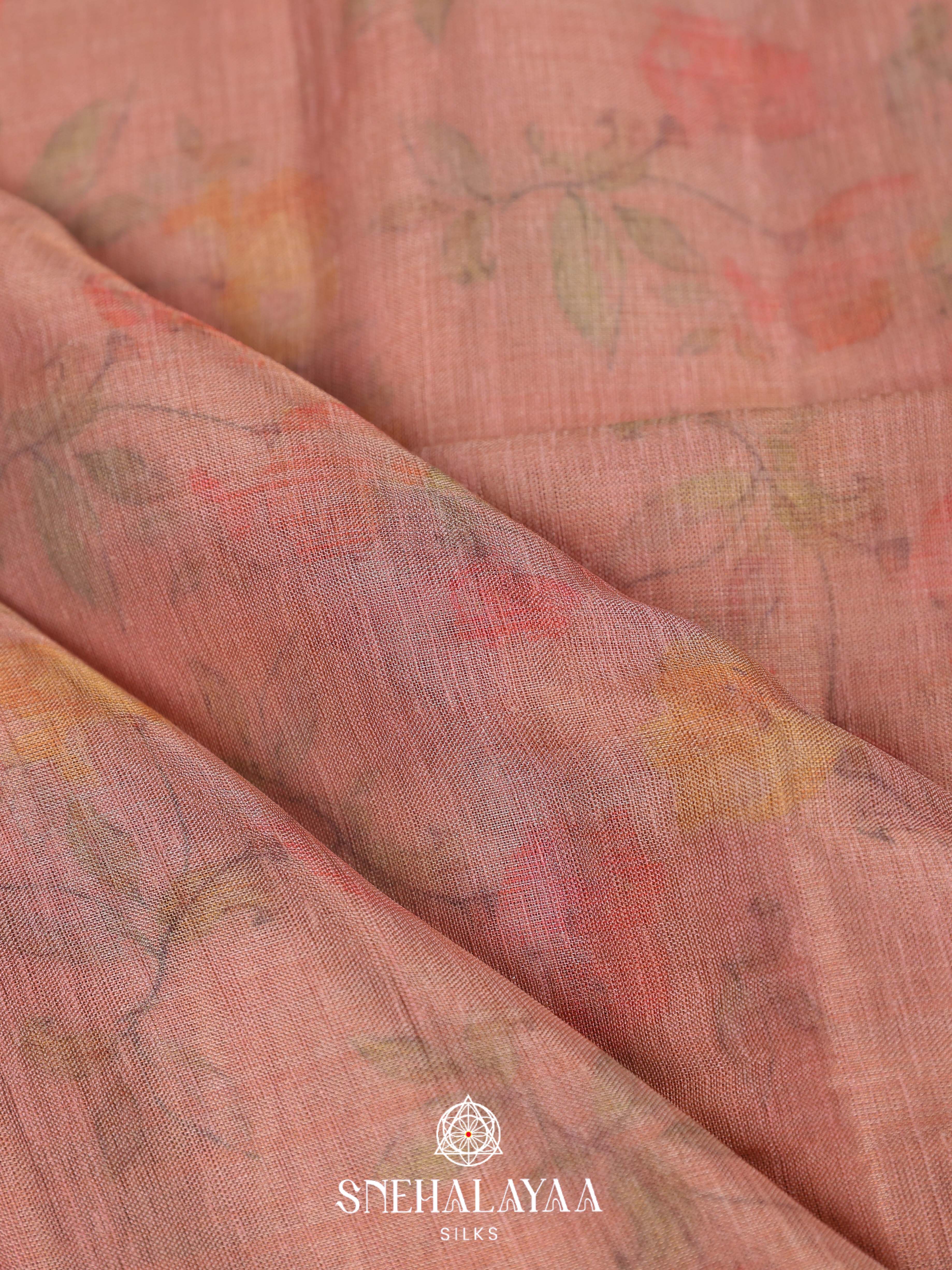 Pink Linen Saree