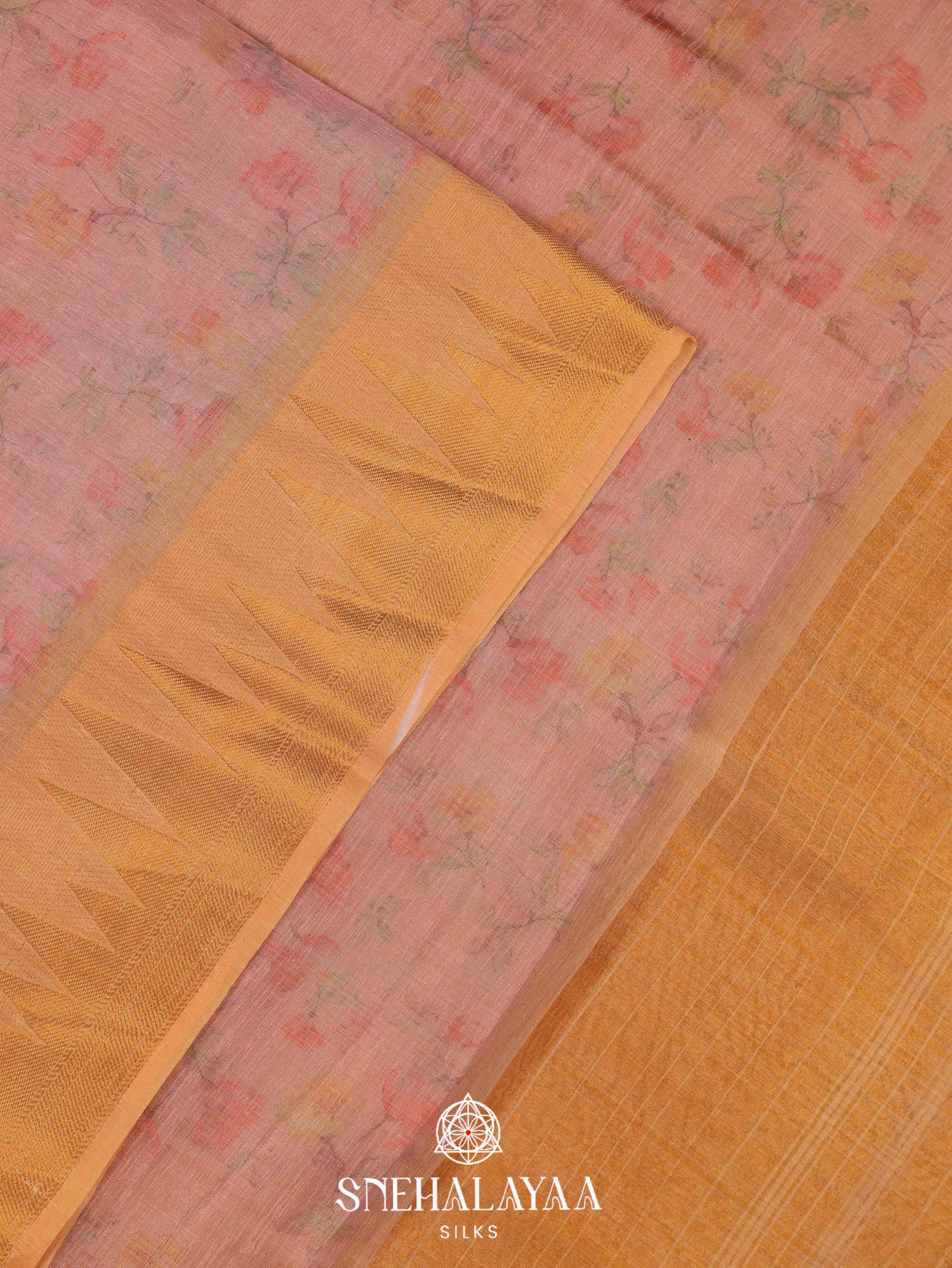 Pink Linen Saree