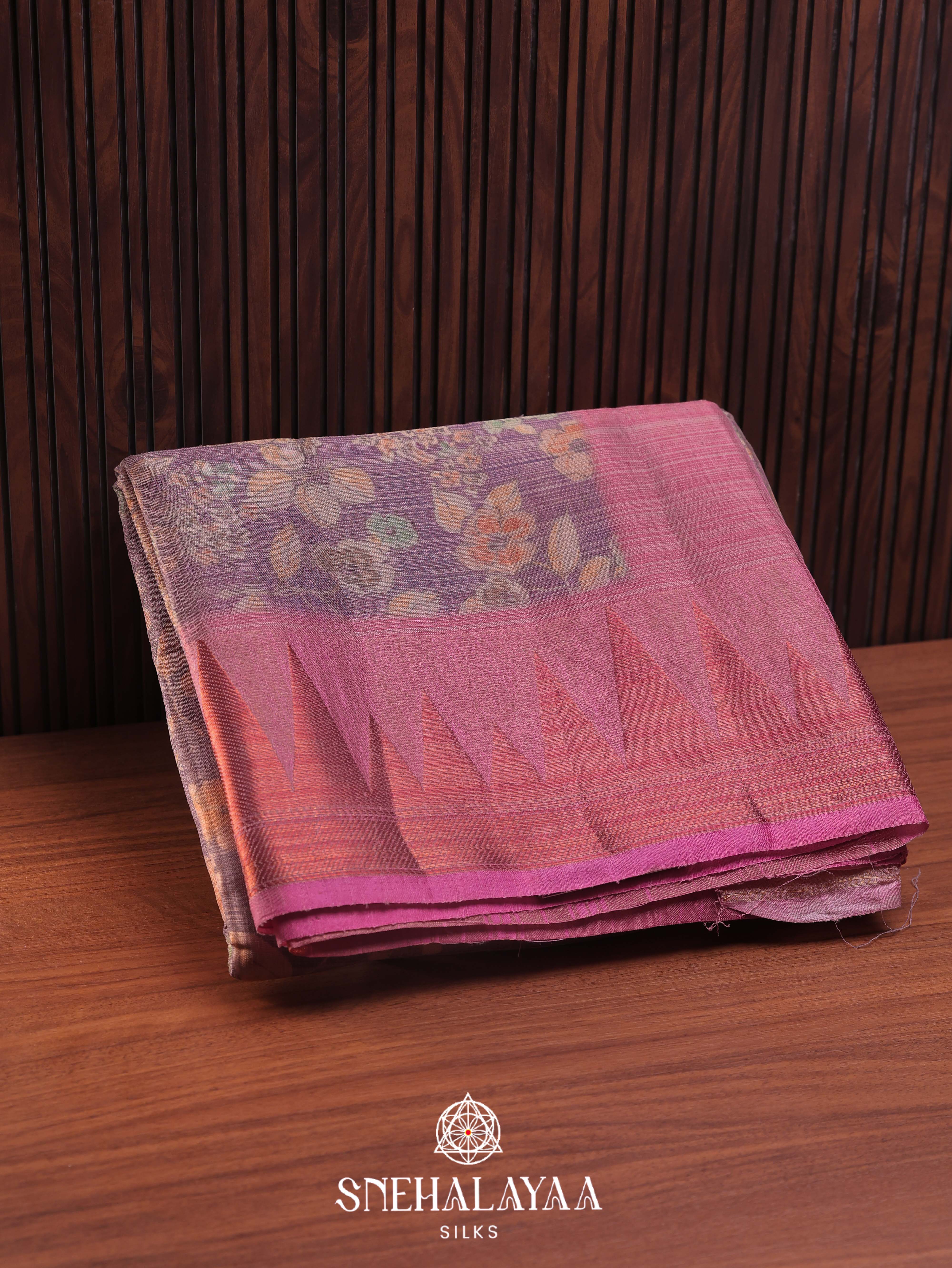 Purple Linen Saree