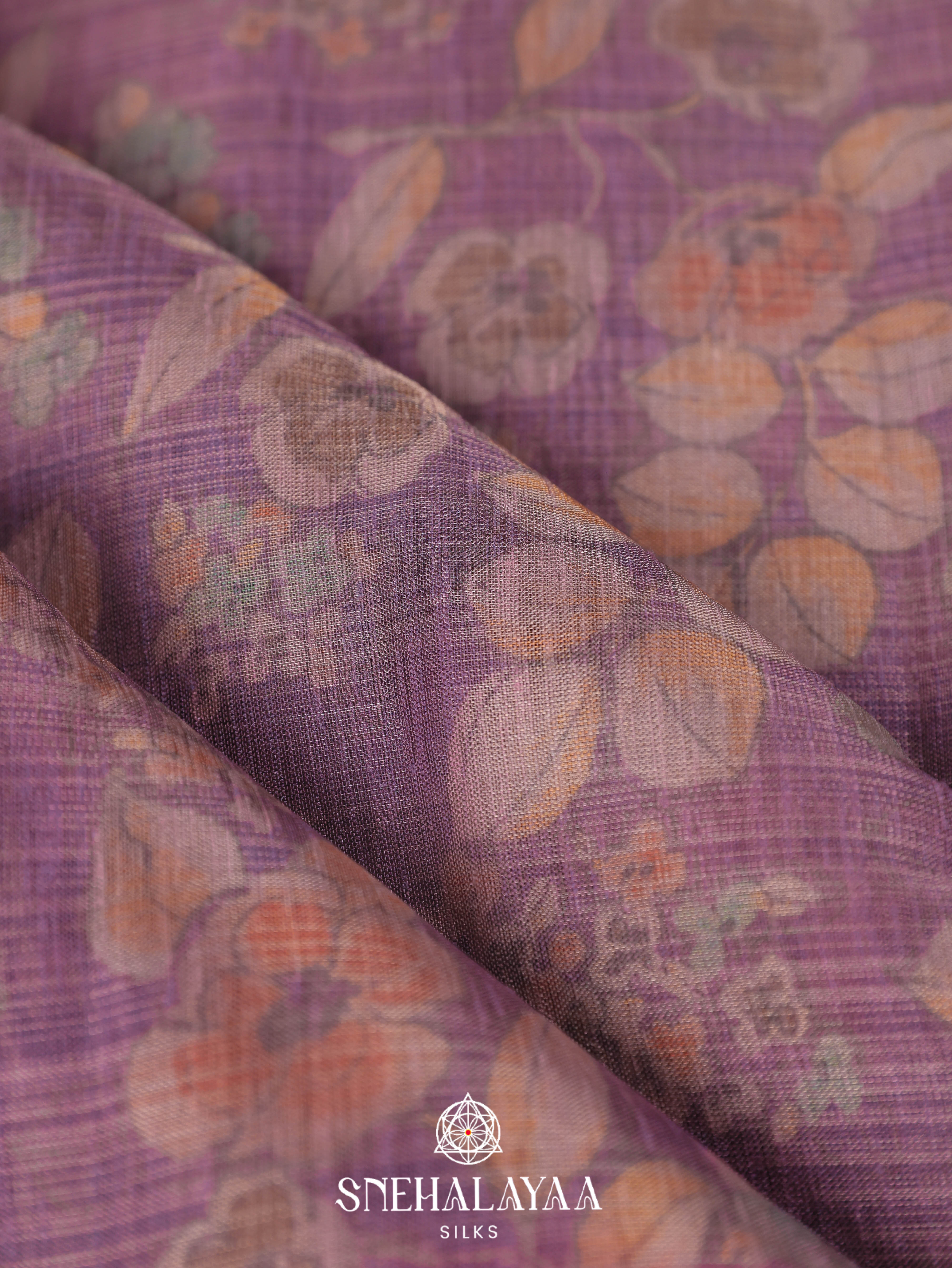 Purple Linen Saree