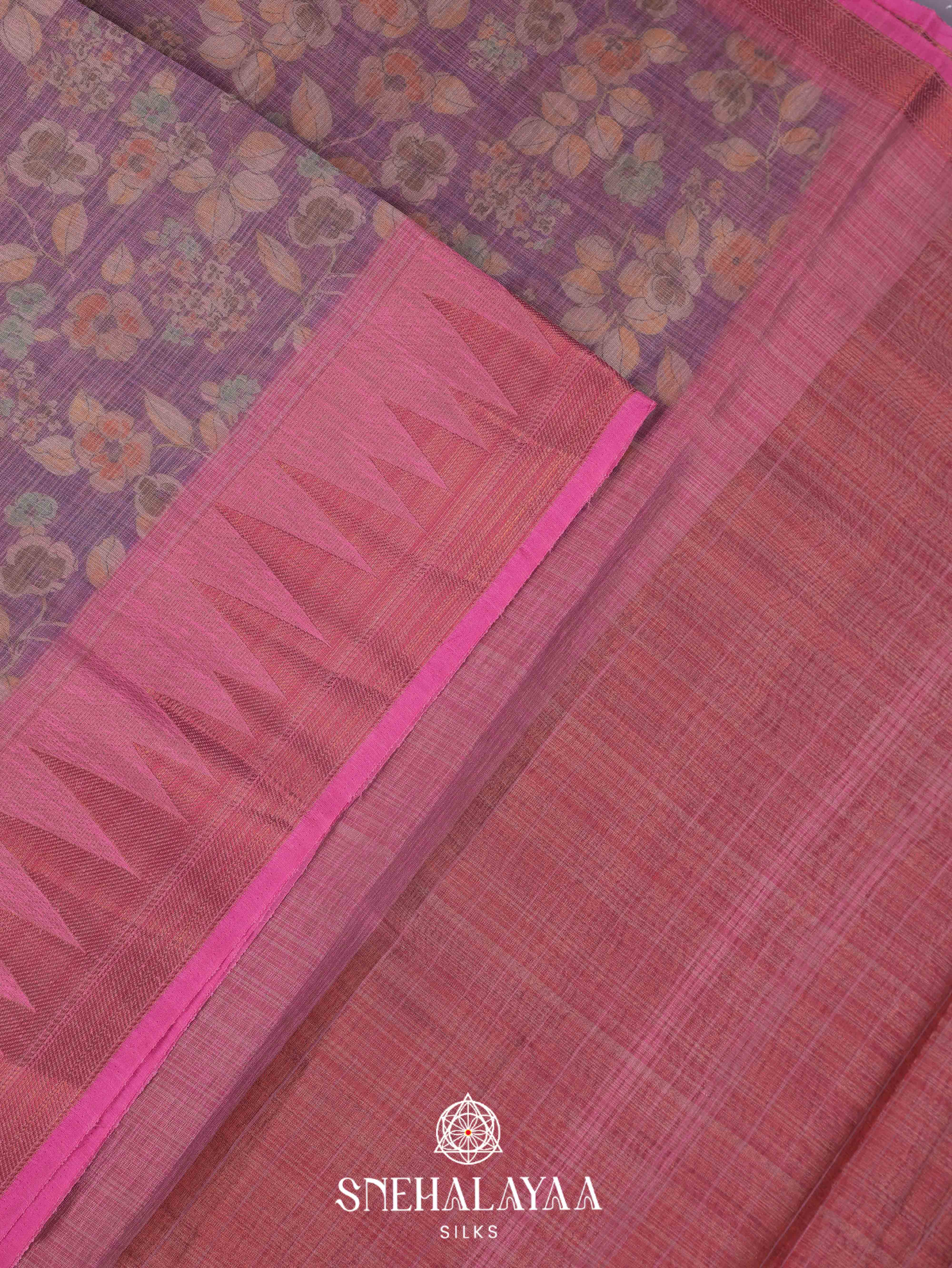 Purple Linen Saree