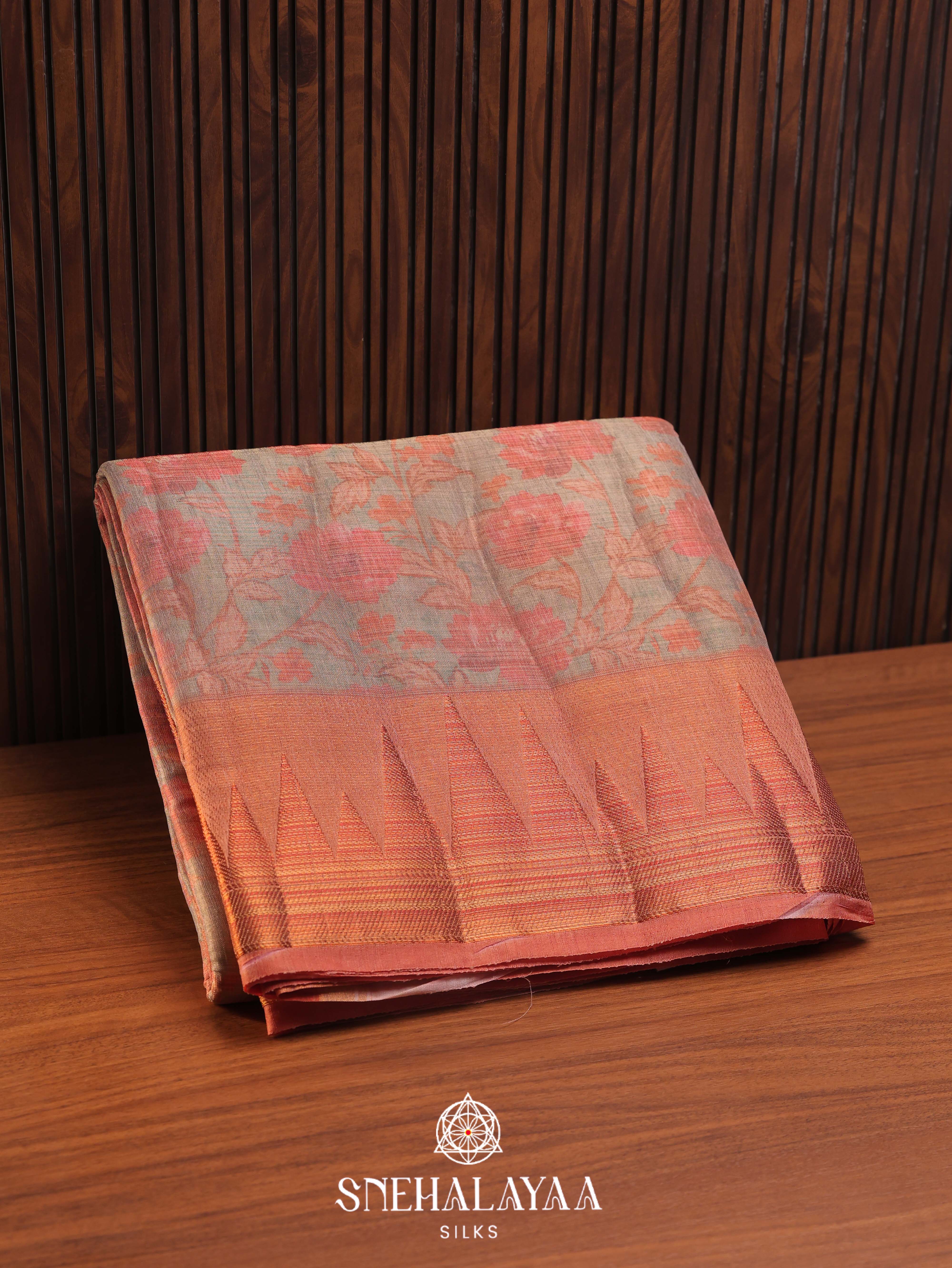 Beige Linen Saree