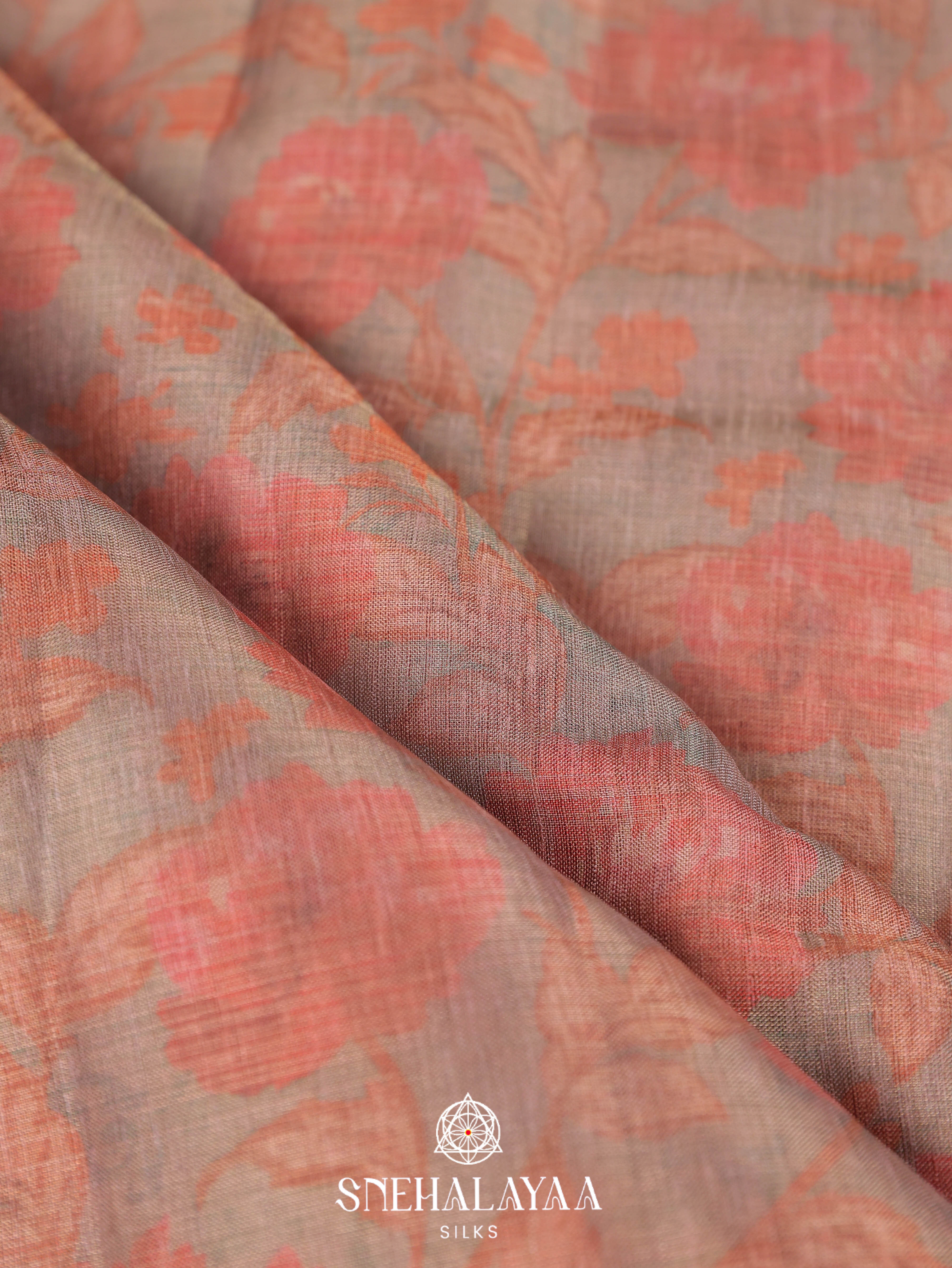 Beige Linen Saree