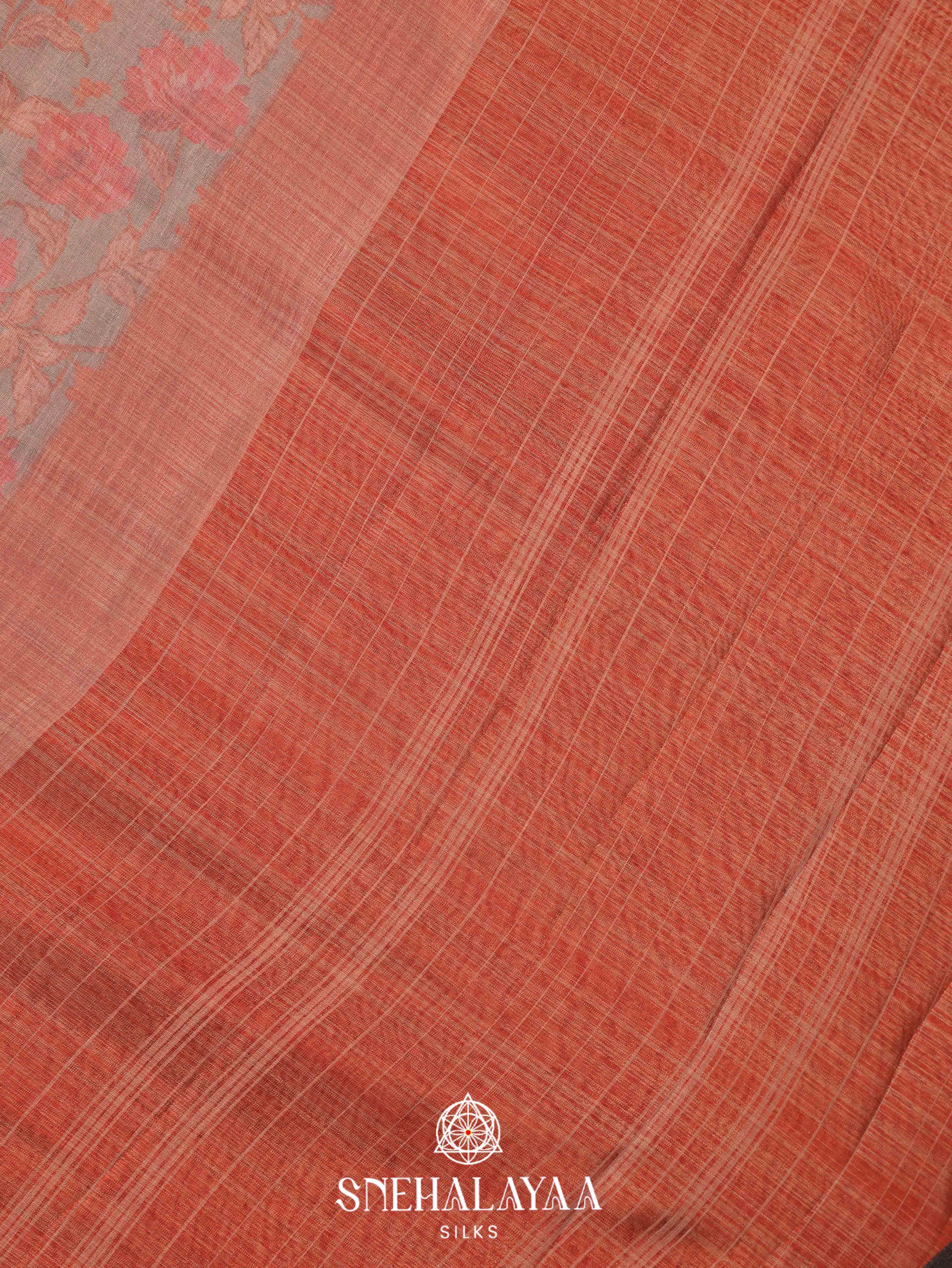 Beige Linen Saree