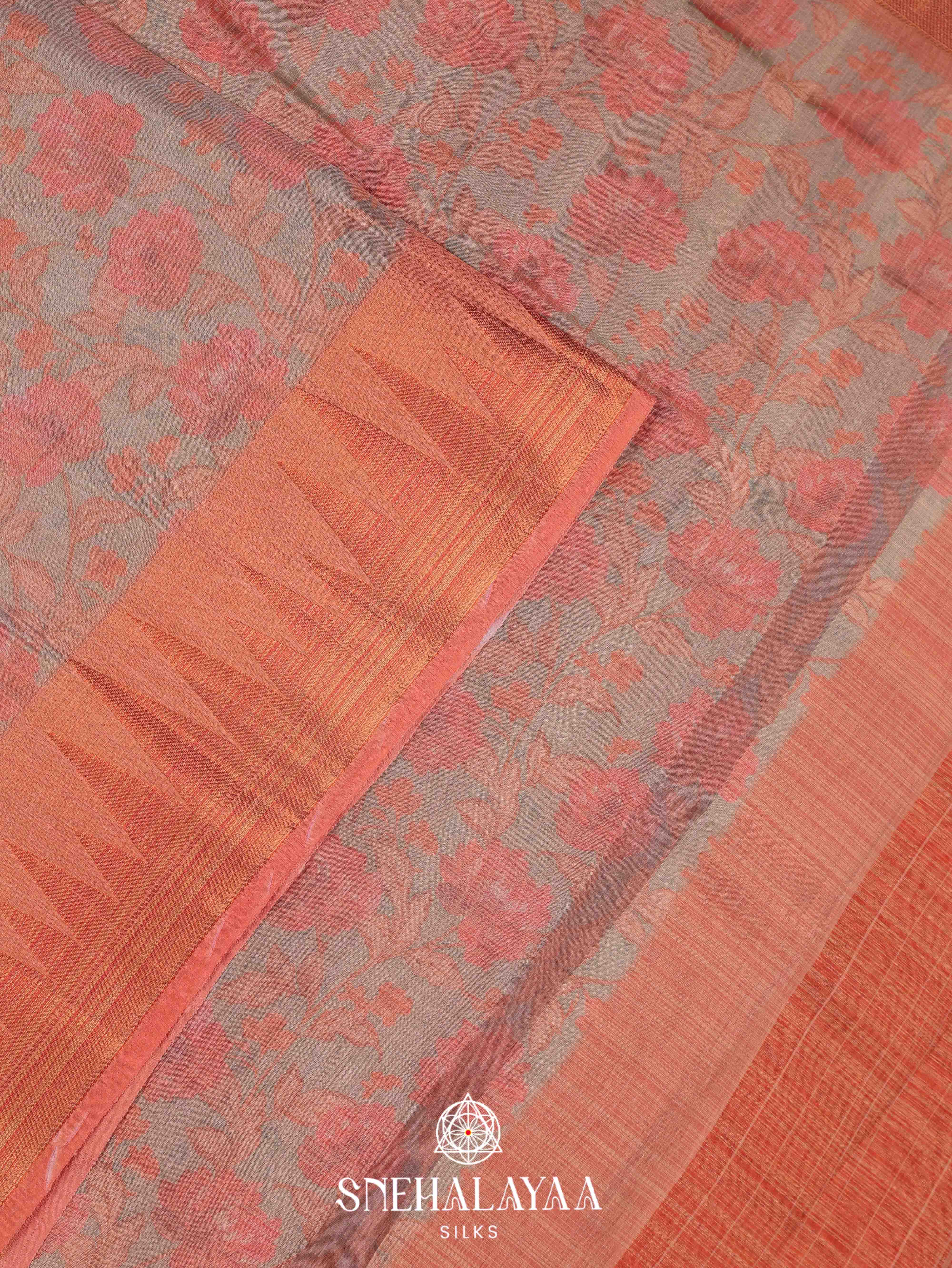 Beige Linen Saree