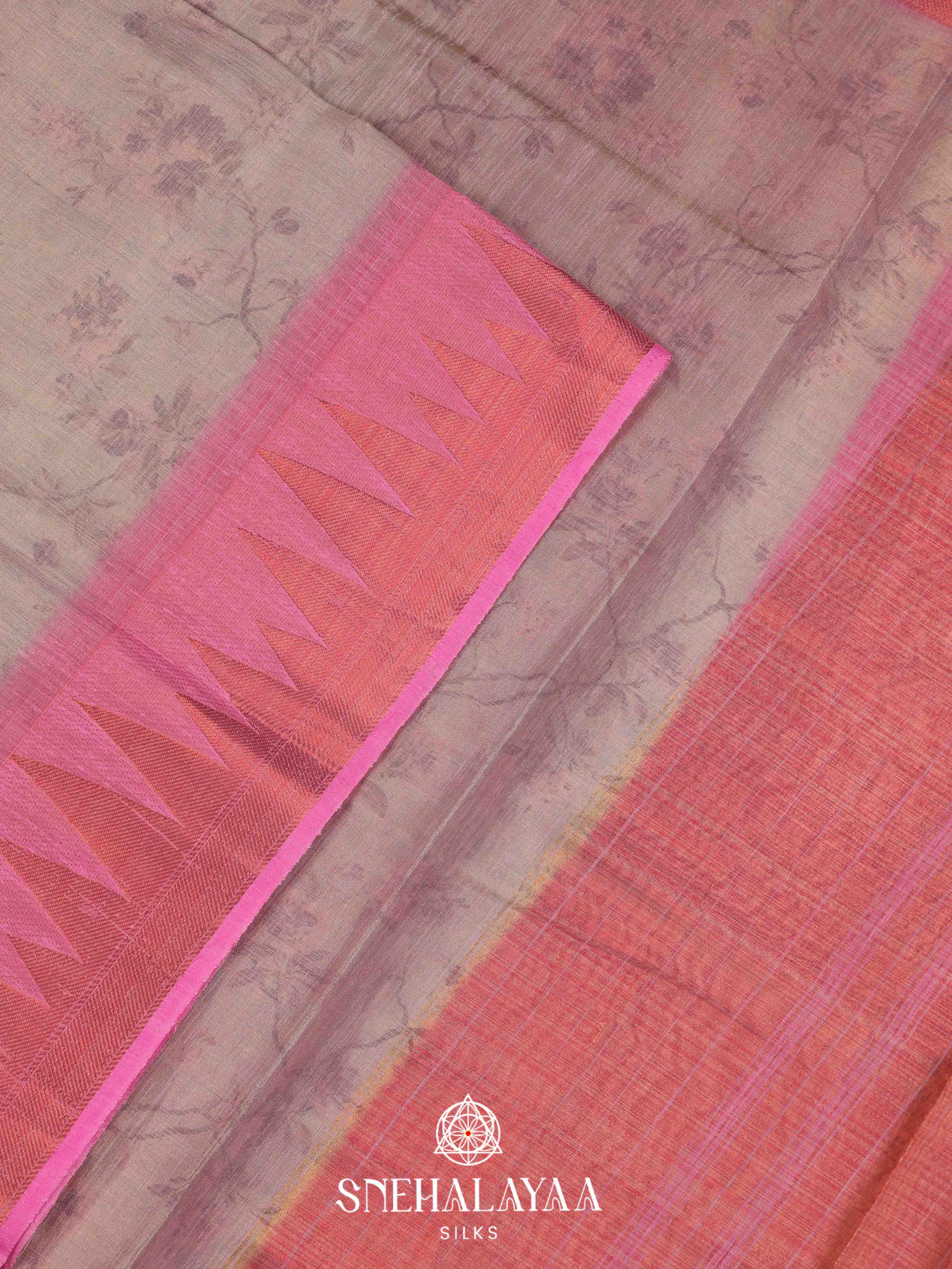 Grey Linen Saree