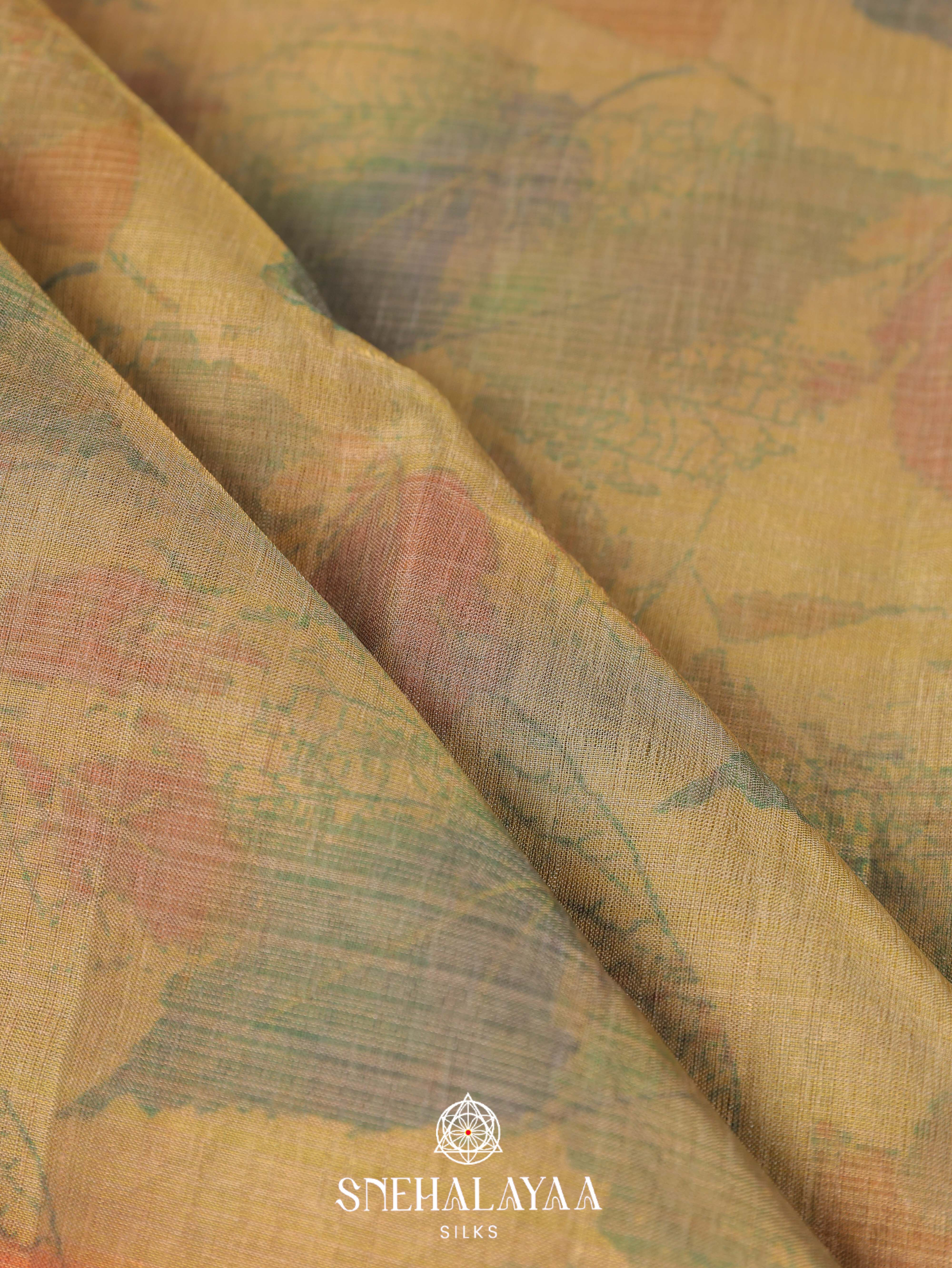 Yellow Linen Saree