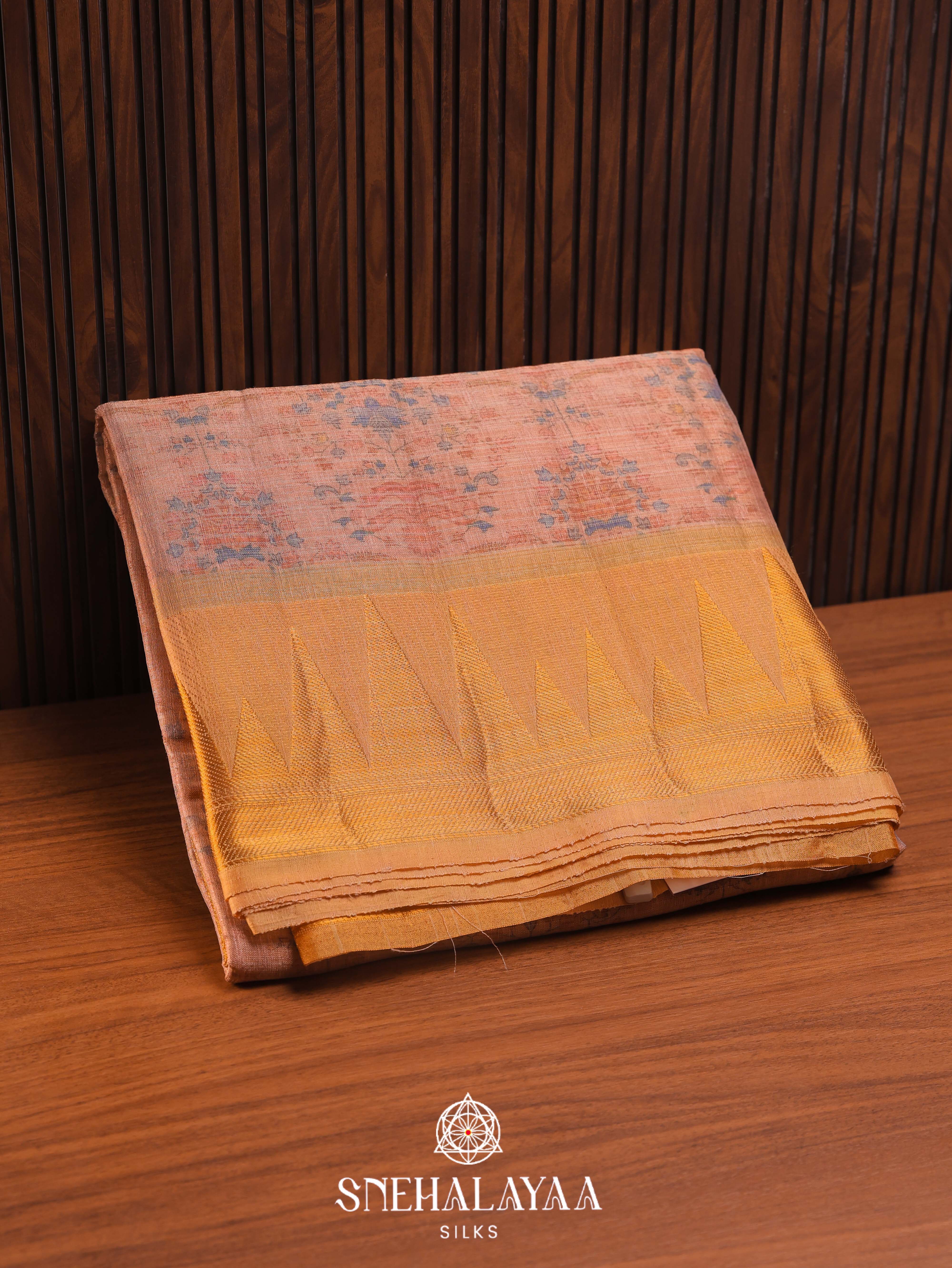 Peach Linen Saree