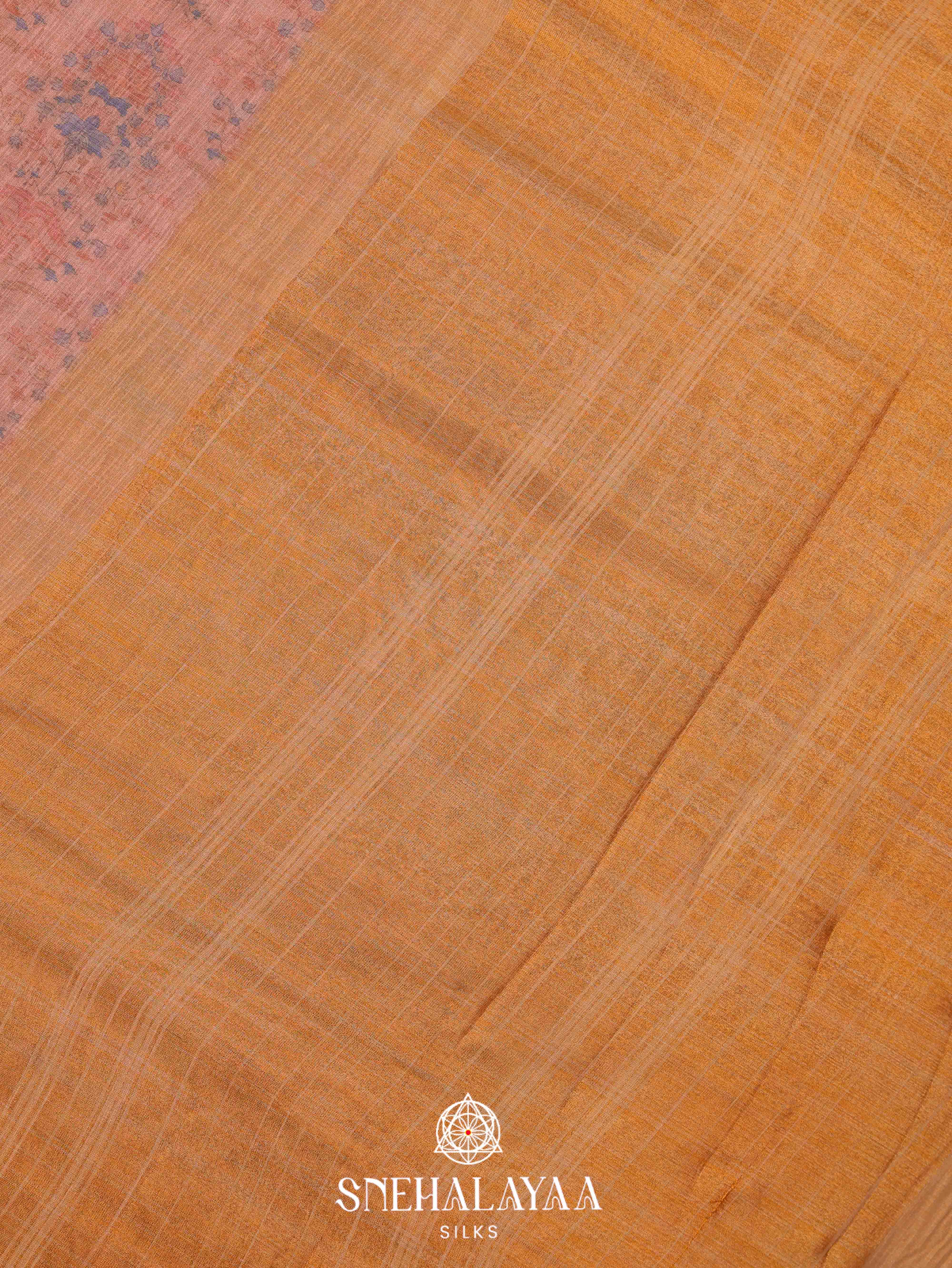 Peach Linen Saree