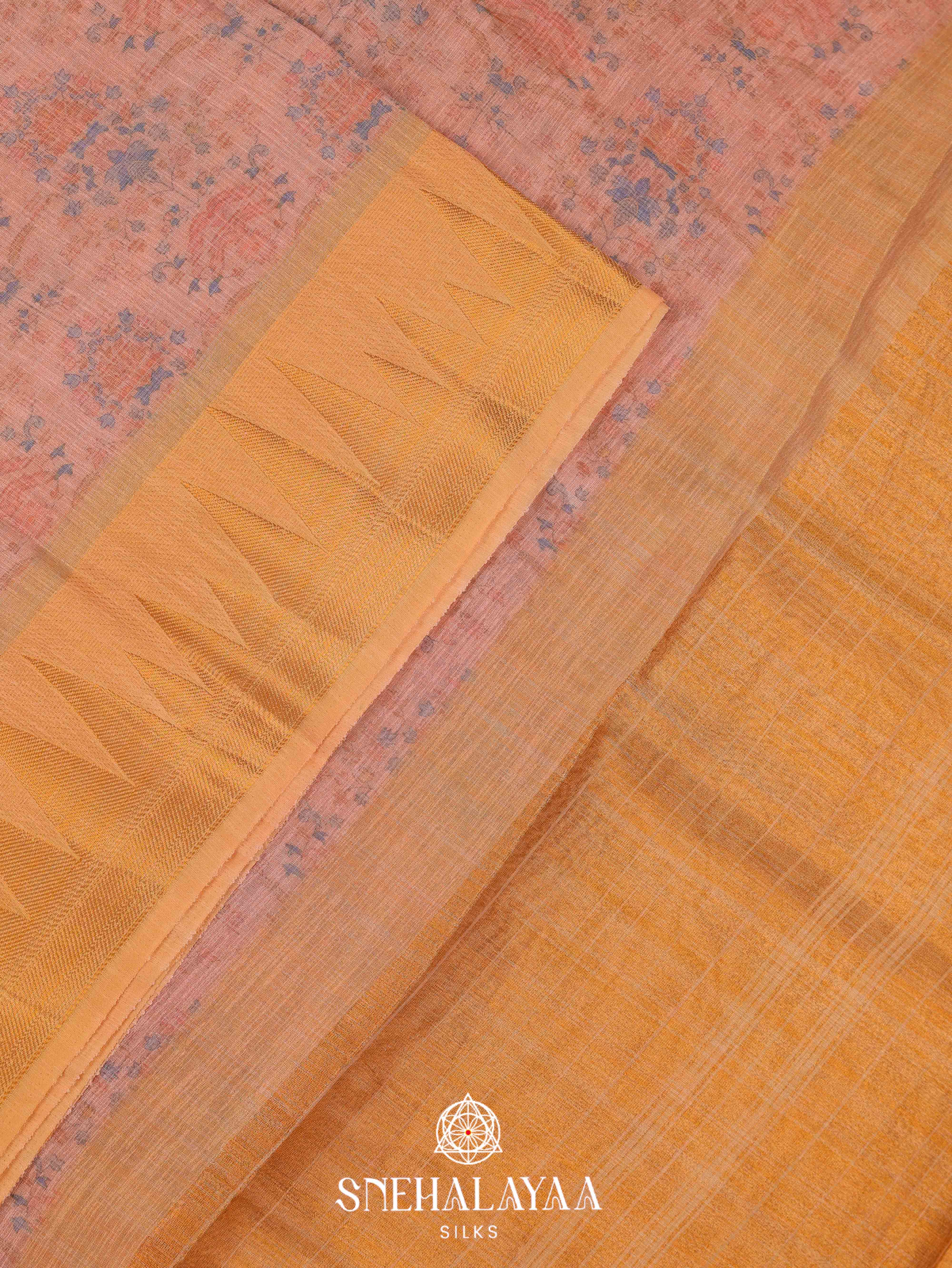 Peach Linen Saree