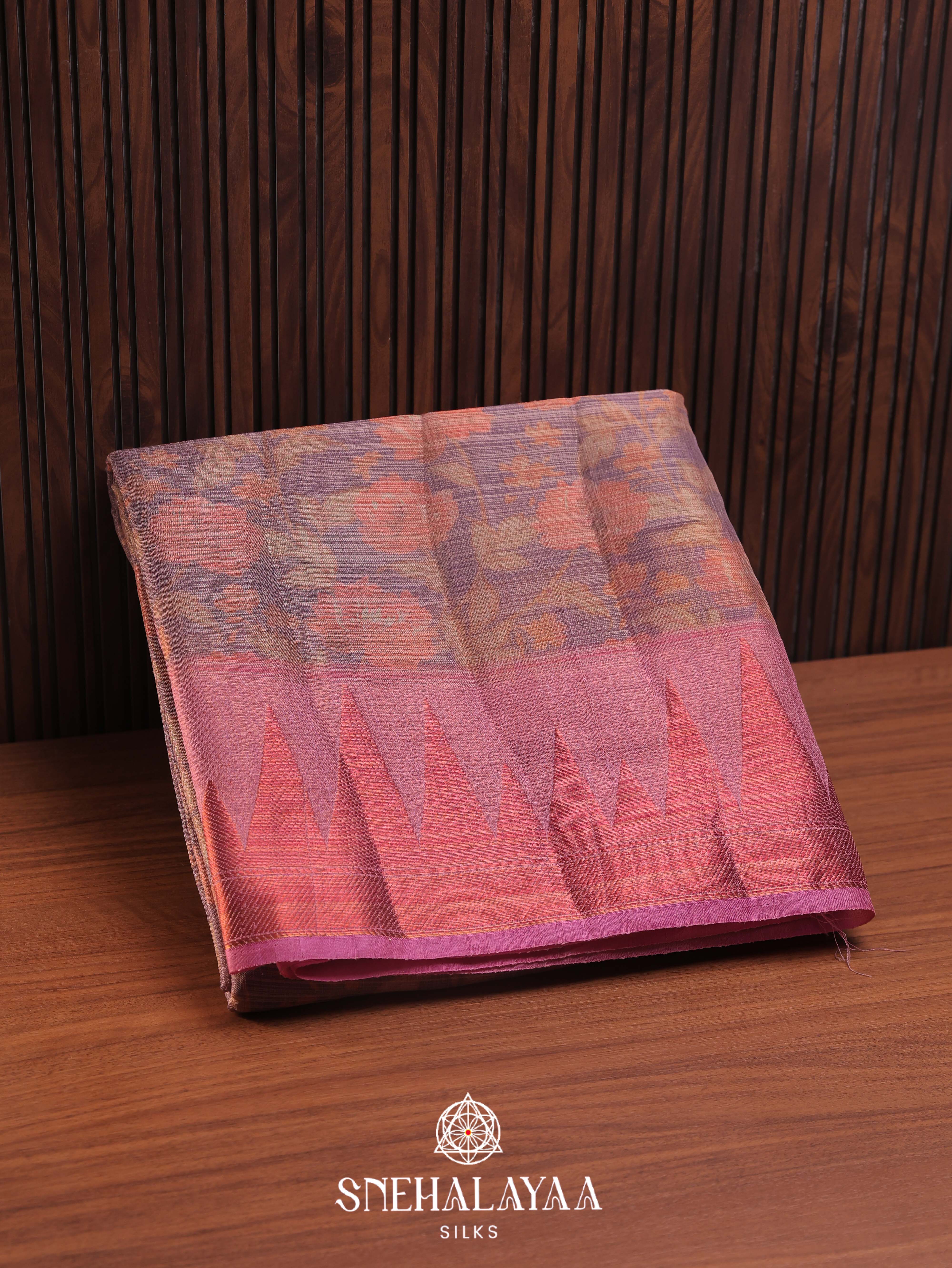 Purple Linen Saree