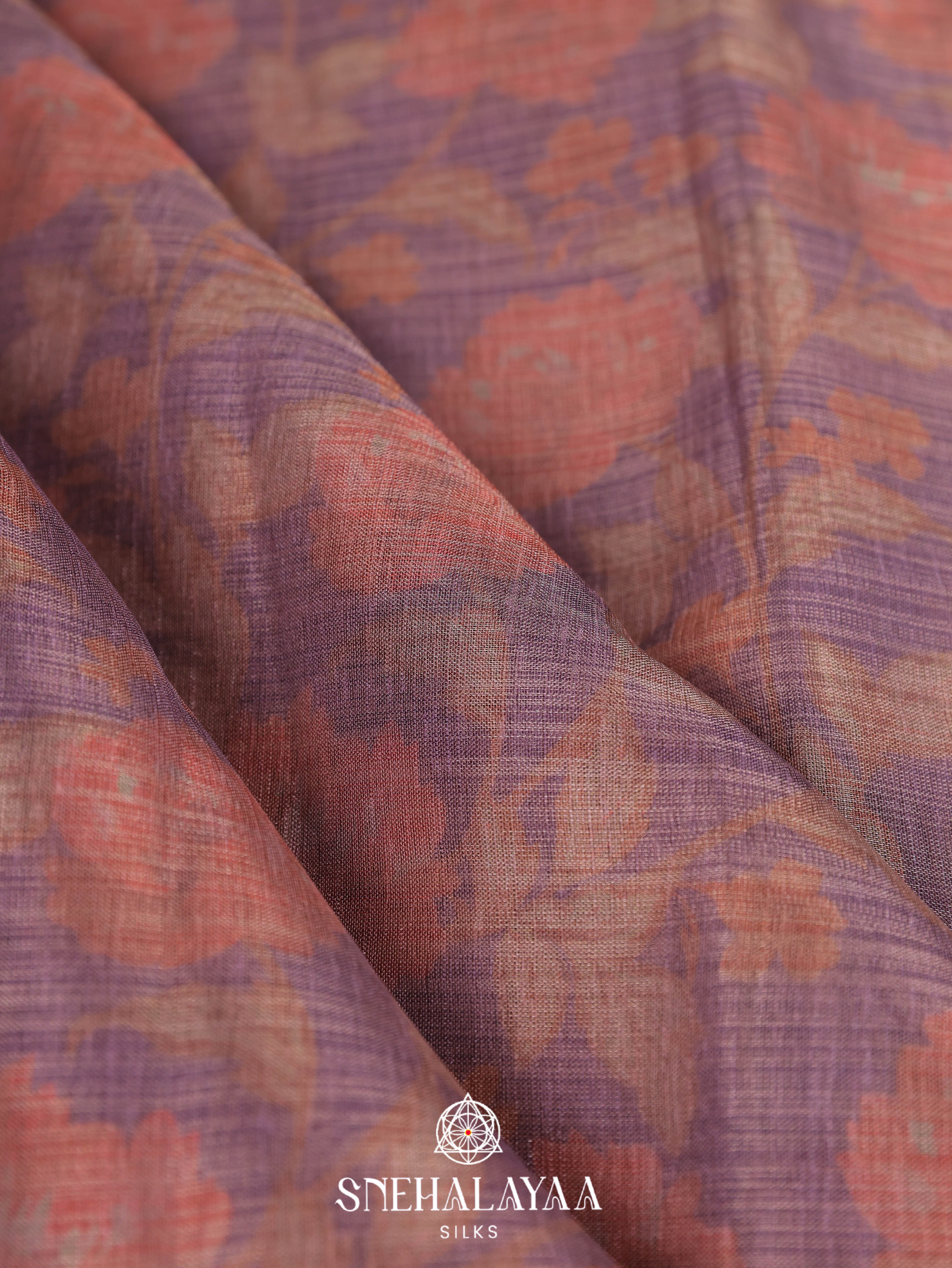 Purple Linen Saree
