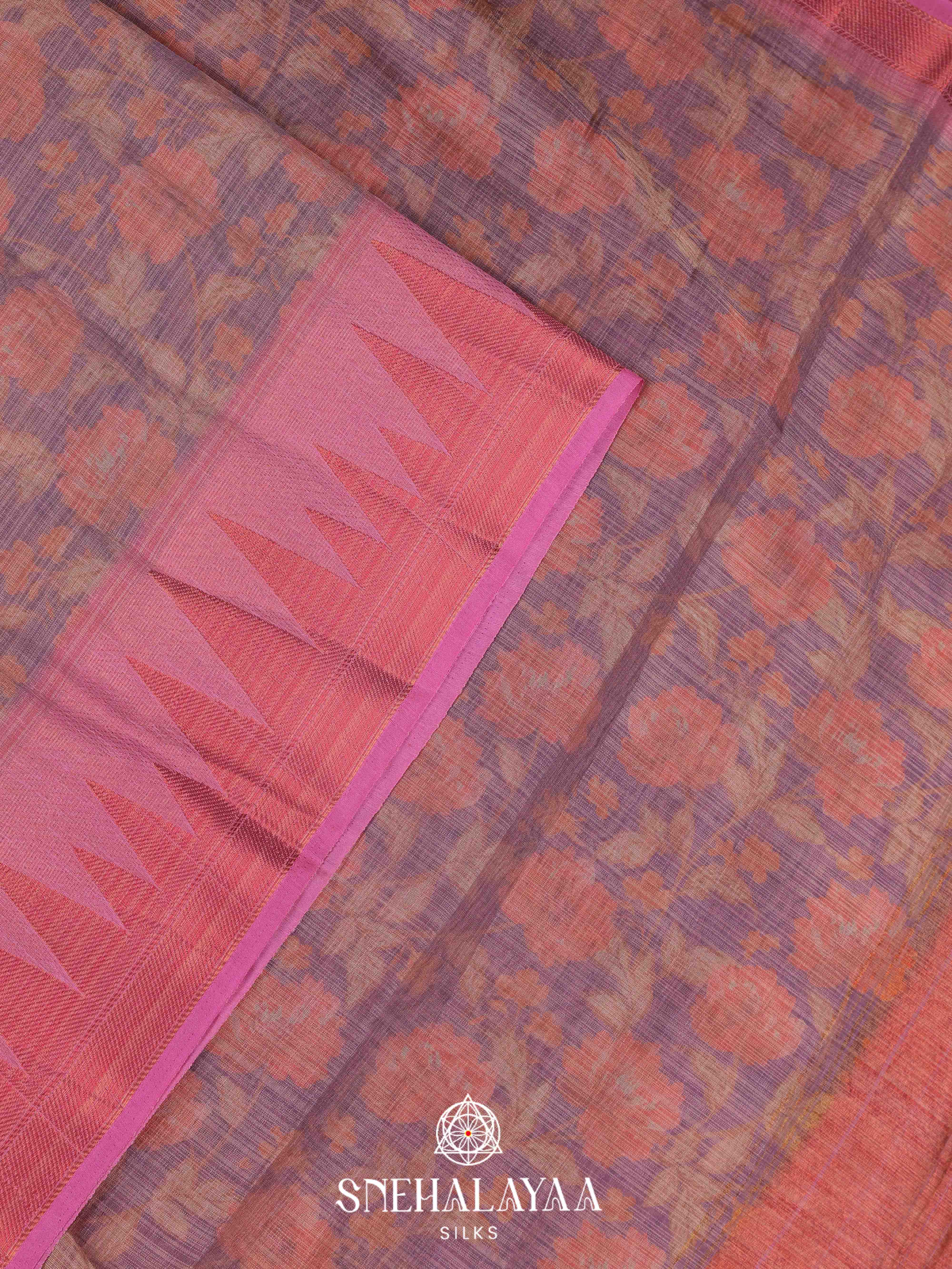 Purple Linen Saree