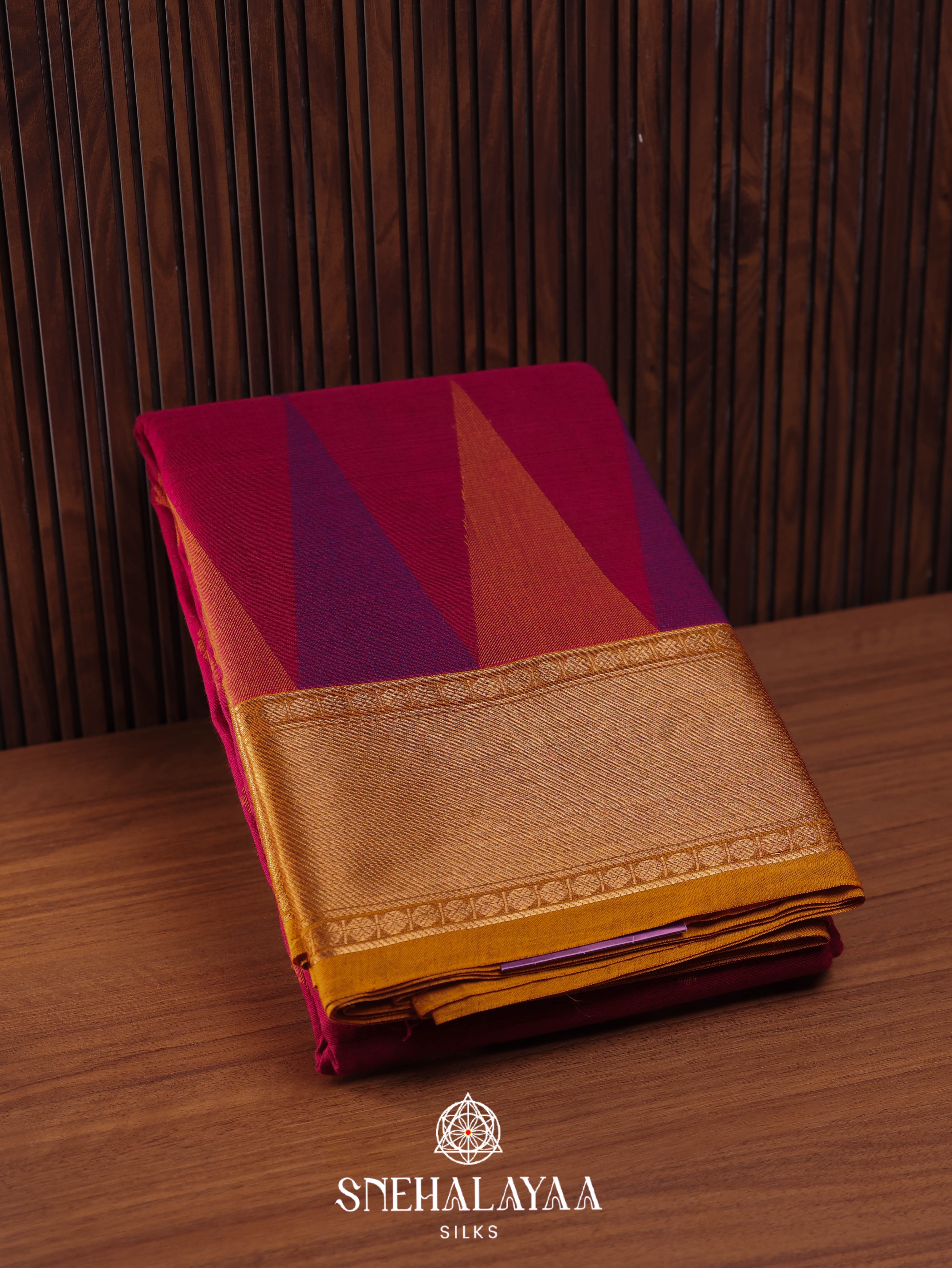 Maroon Kanchi Cotton Saree