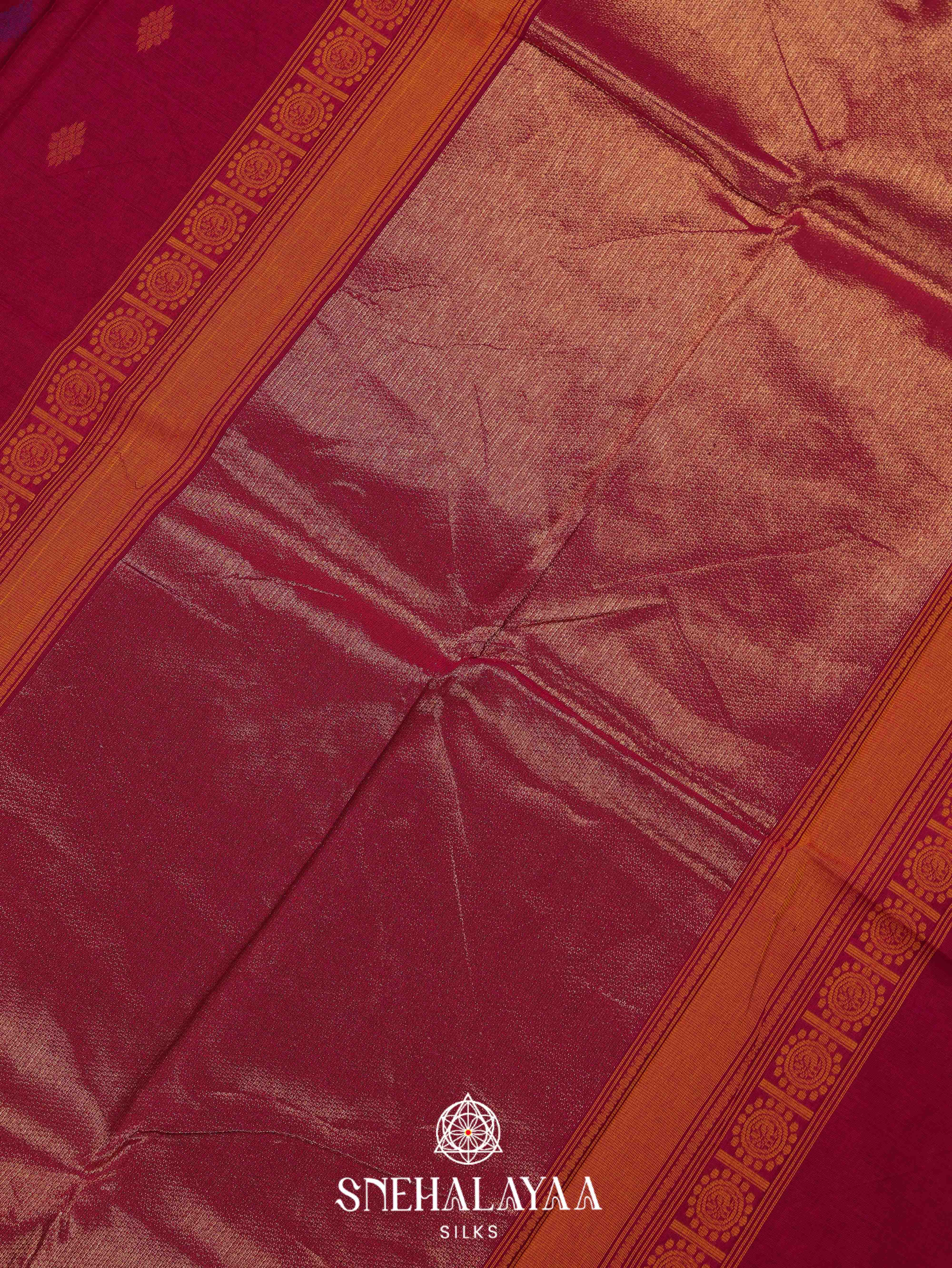 Maroon Kanchi Cotton Saree