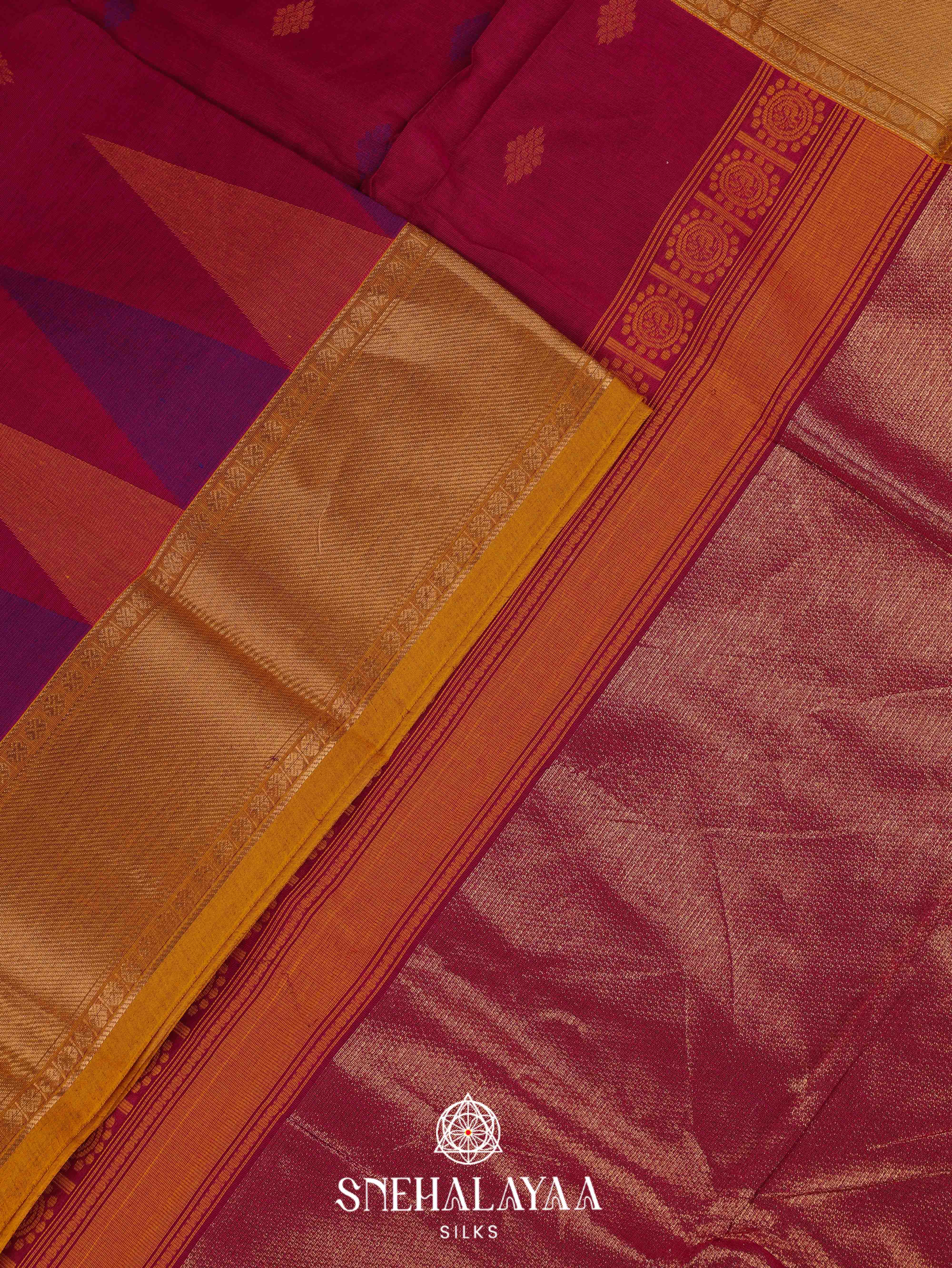 Maroon Kanchi Cotton Saree