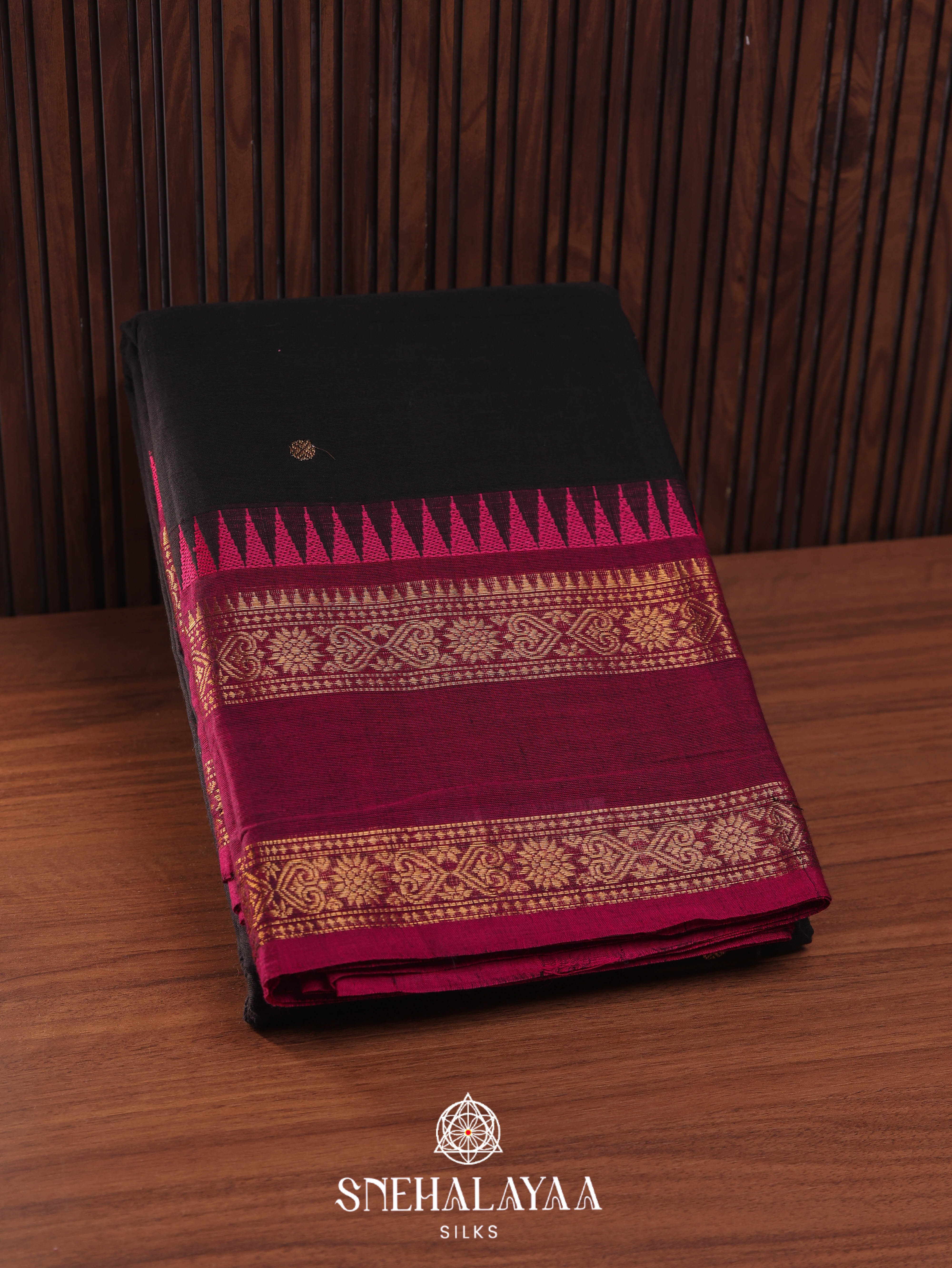 Black Kanchi Cotton Saree