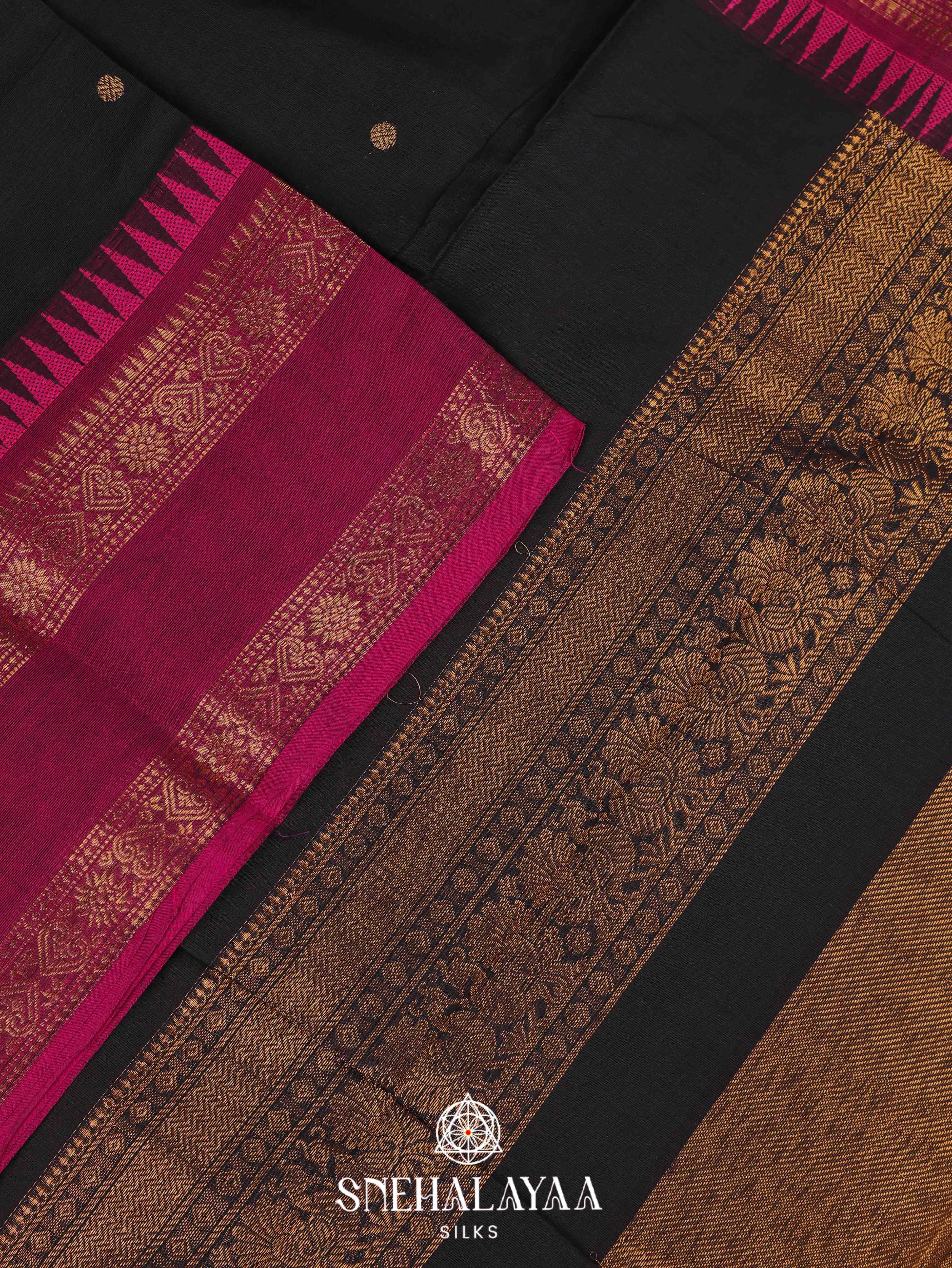 Black Kanchi Cotton Saree