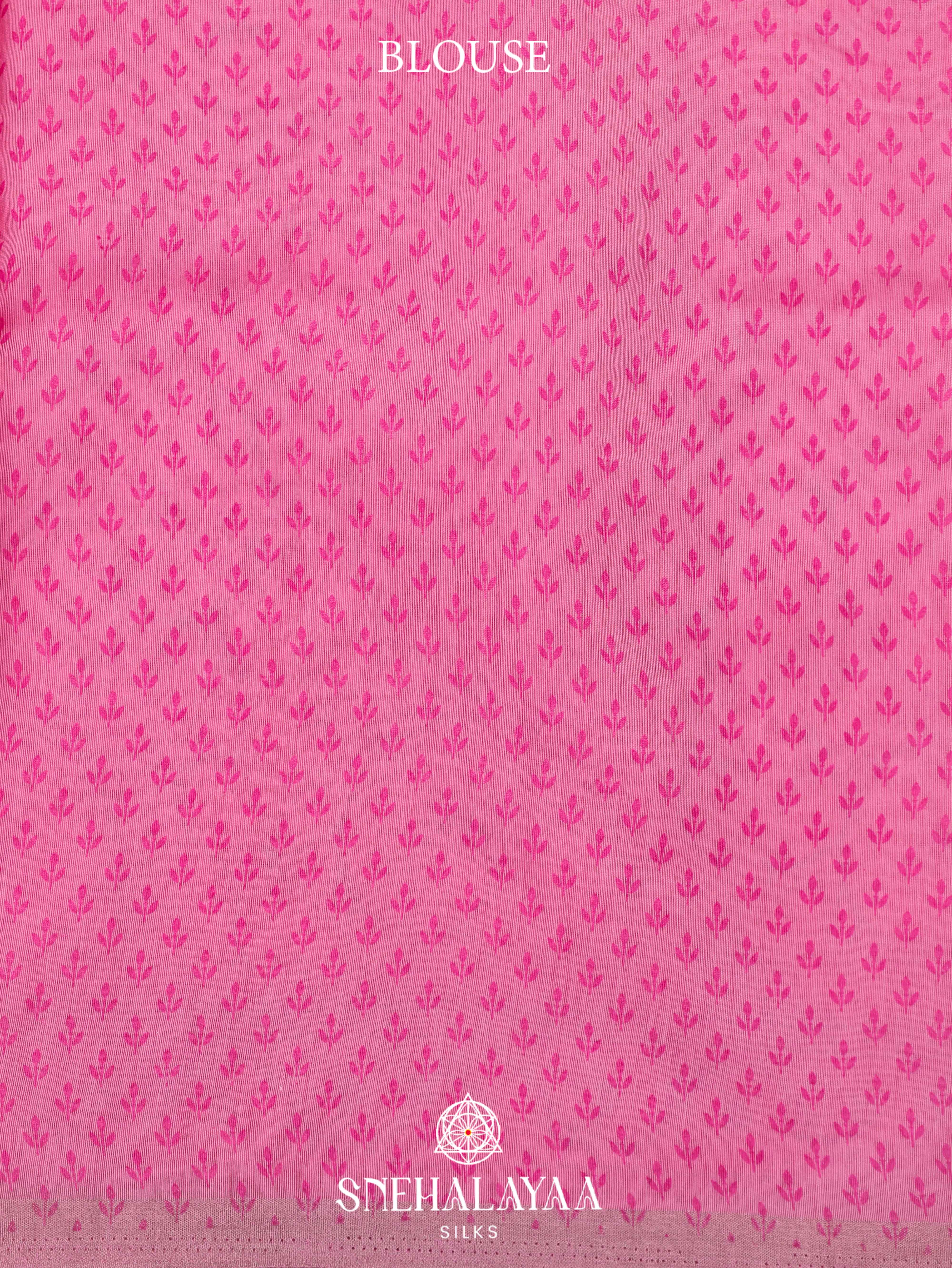 Pink Printed Linen Saree