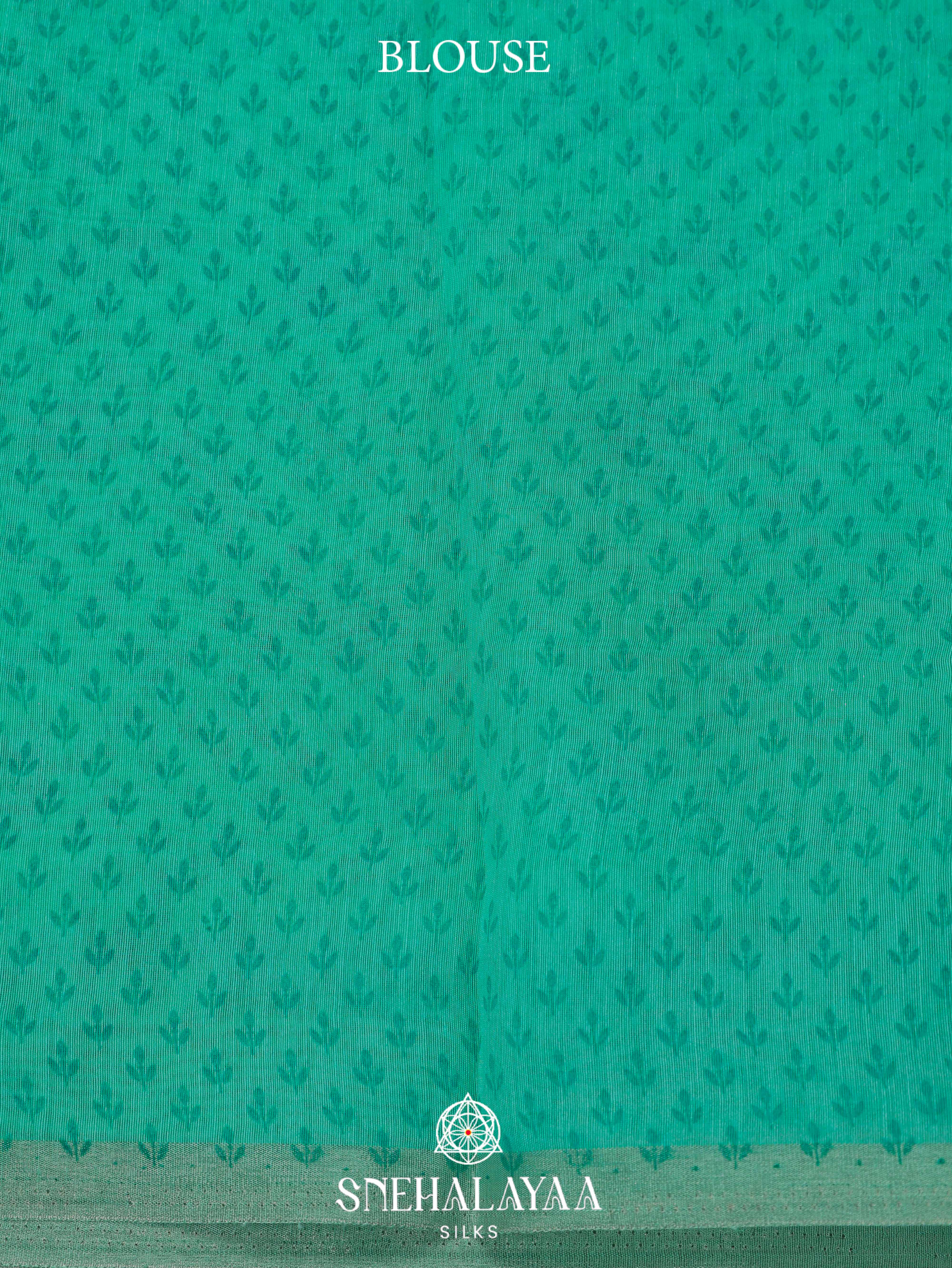 Teal Green Printed Linen Saree