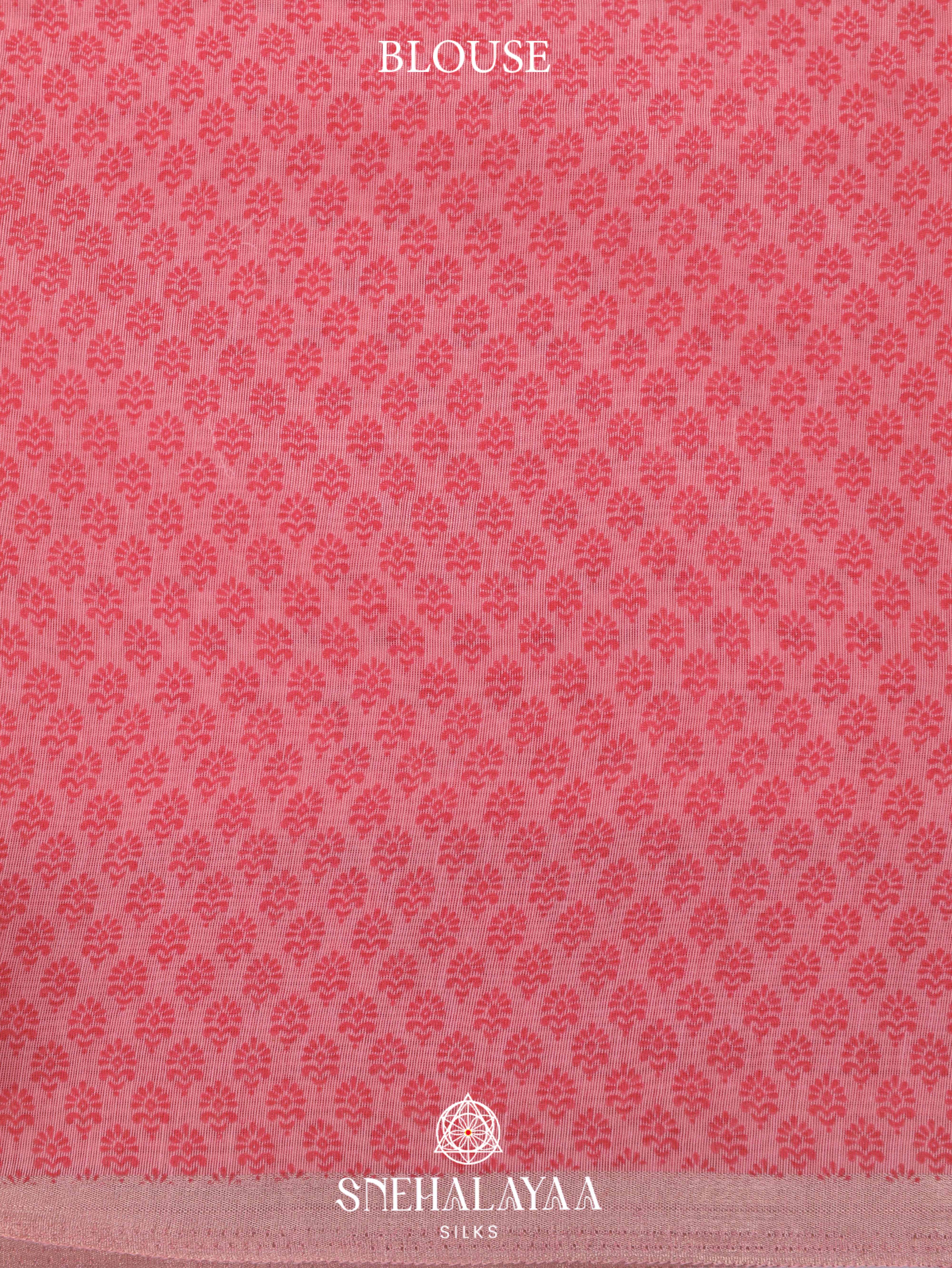 Peach Printed Linen Saree