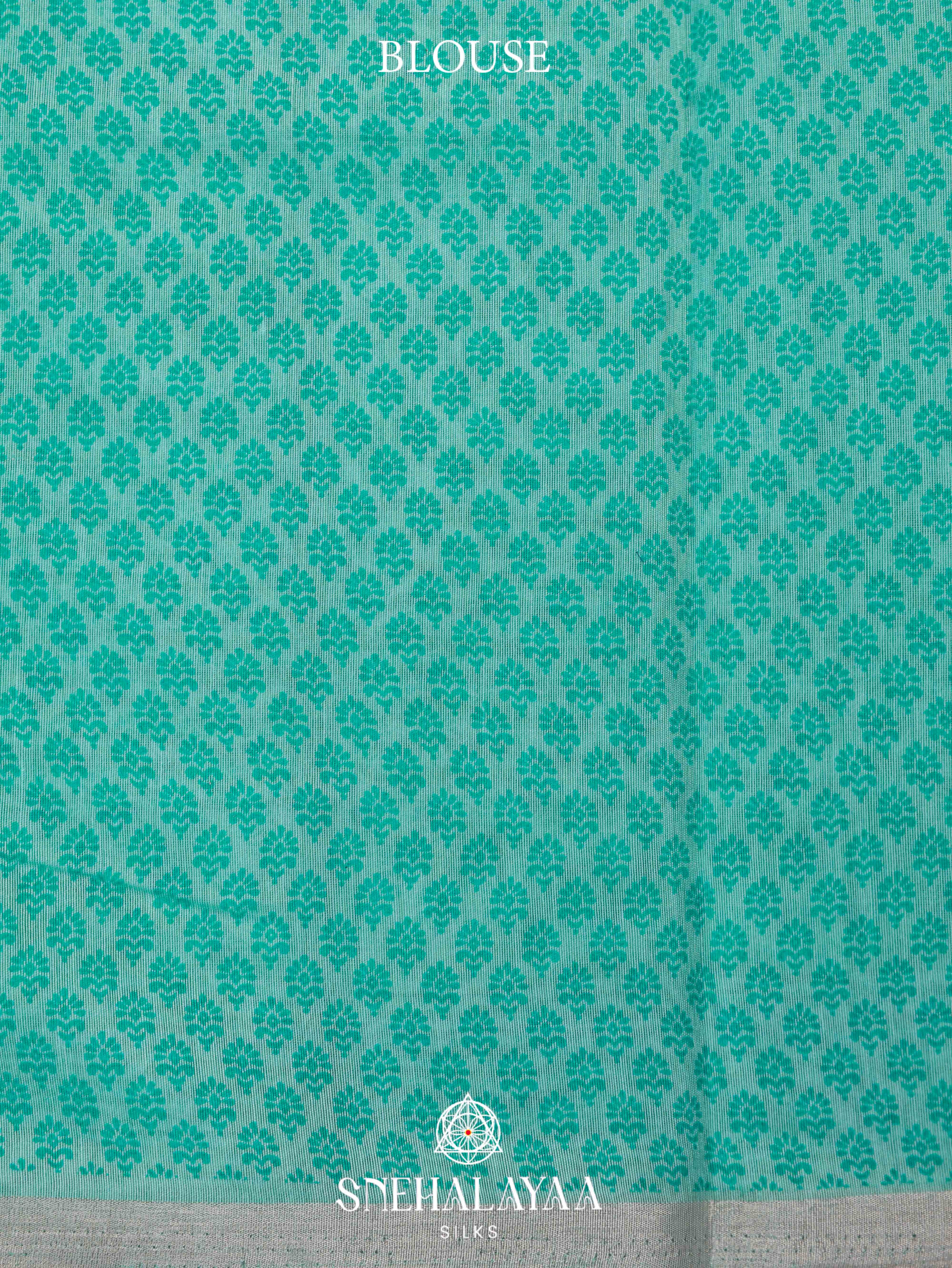 Teal Green Printed Linen Saree