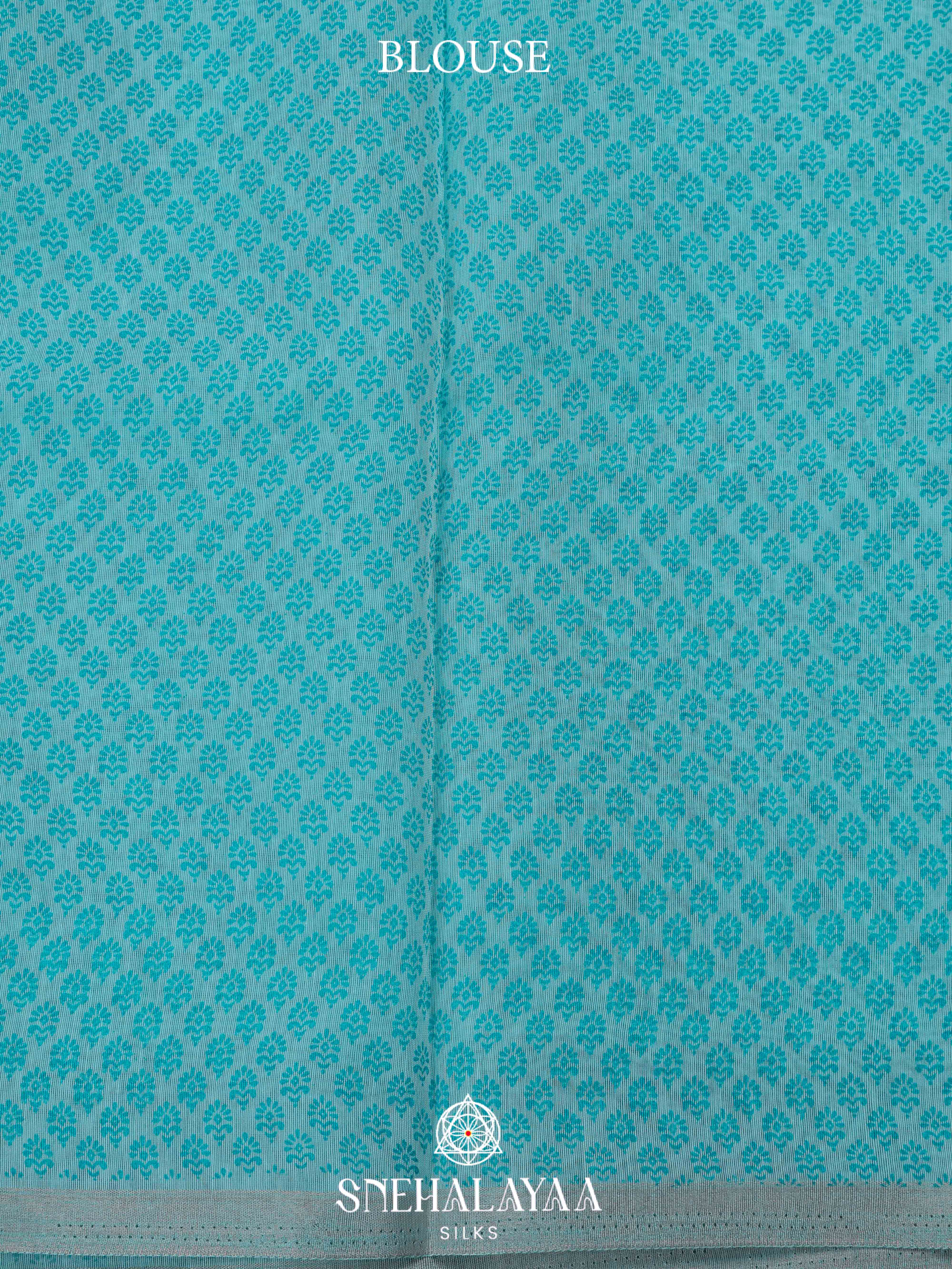 Sky Blue Printed Linen Saree