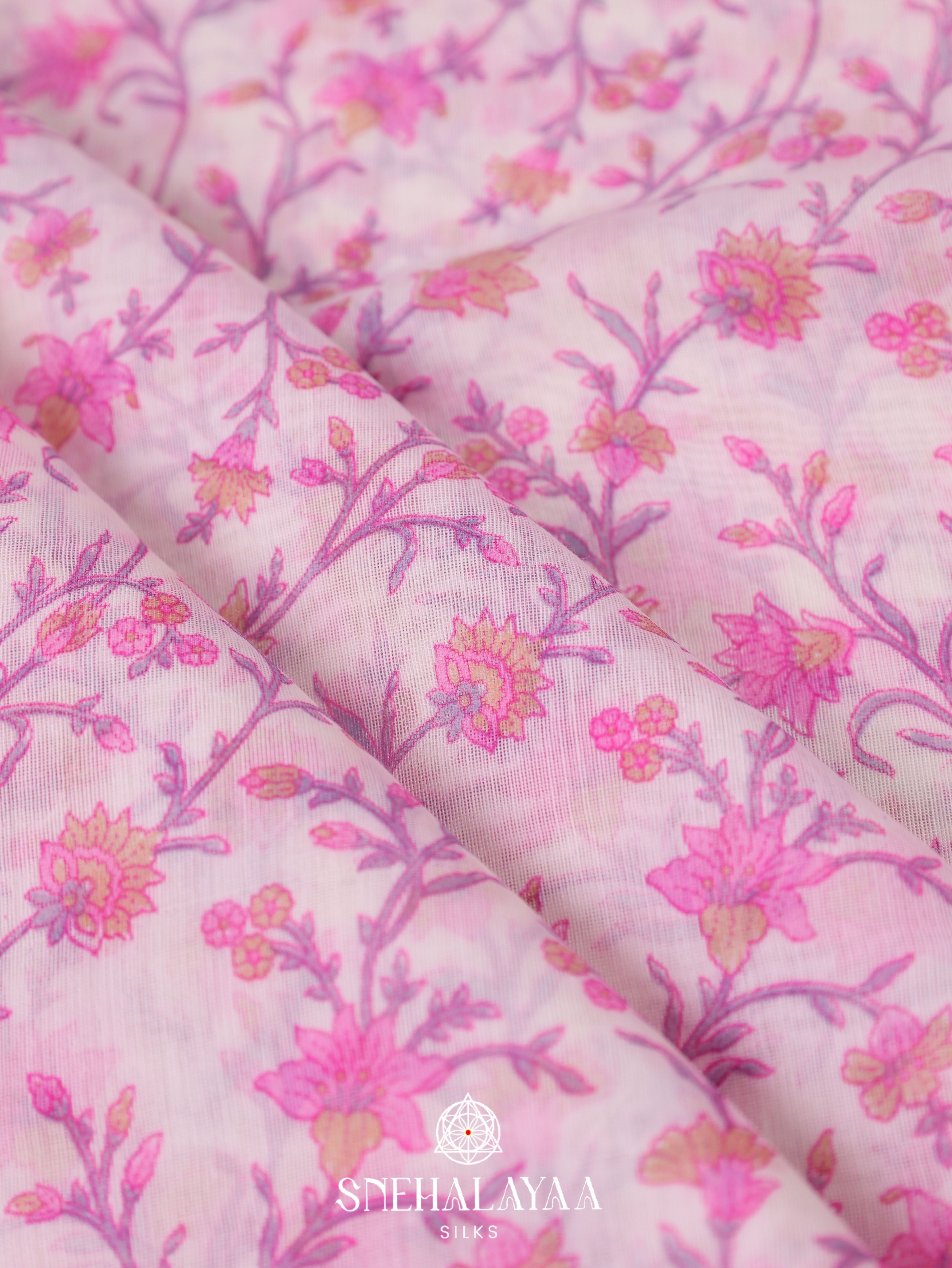 Off White Printed Linen Saree