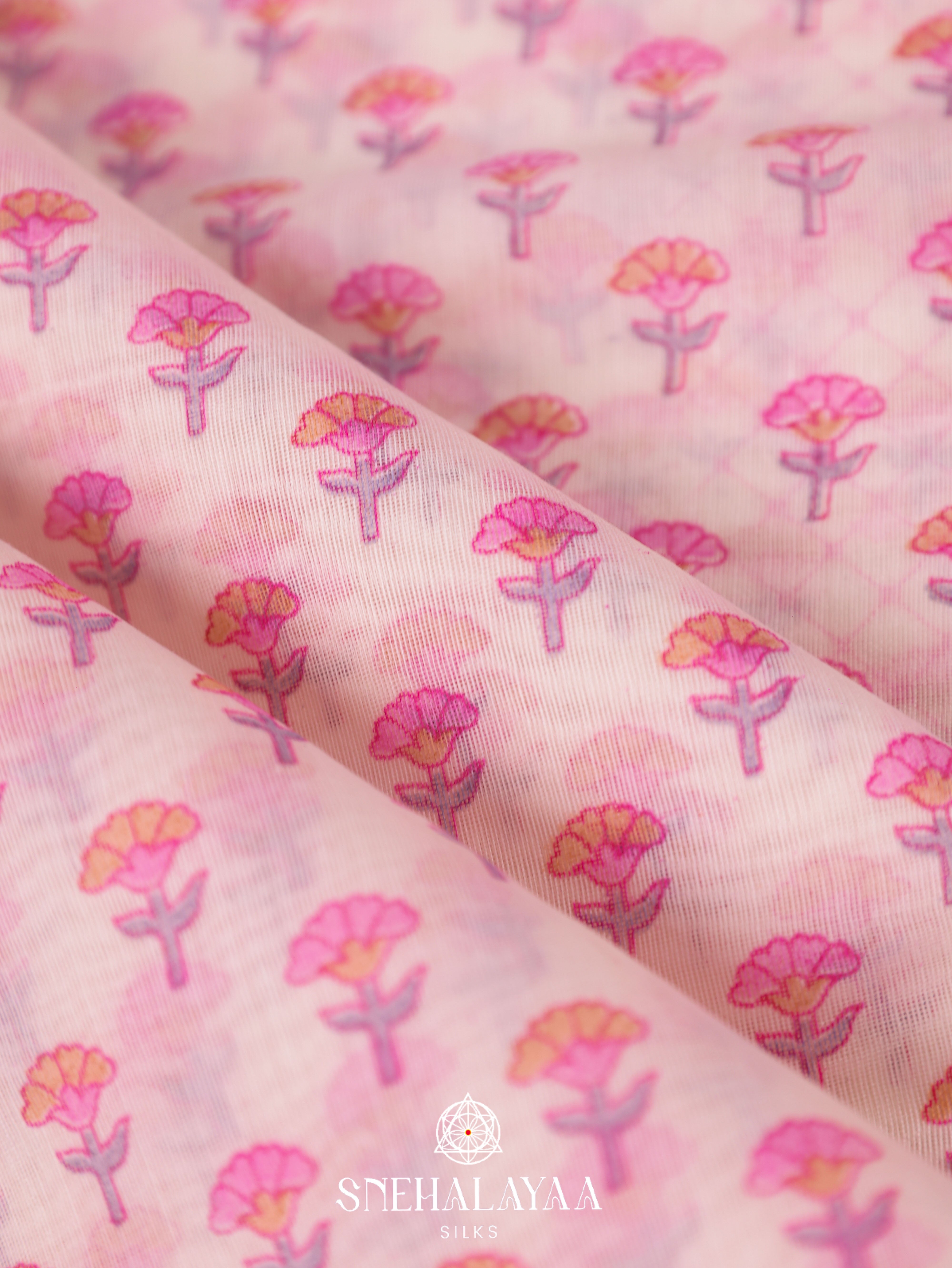 Off White Printed Linen Saree