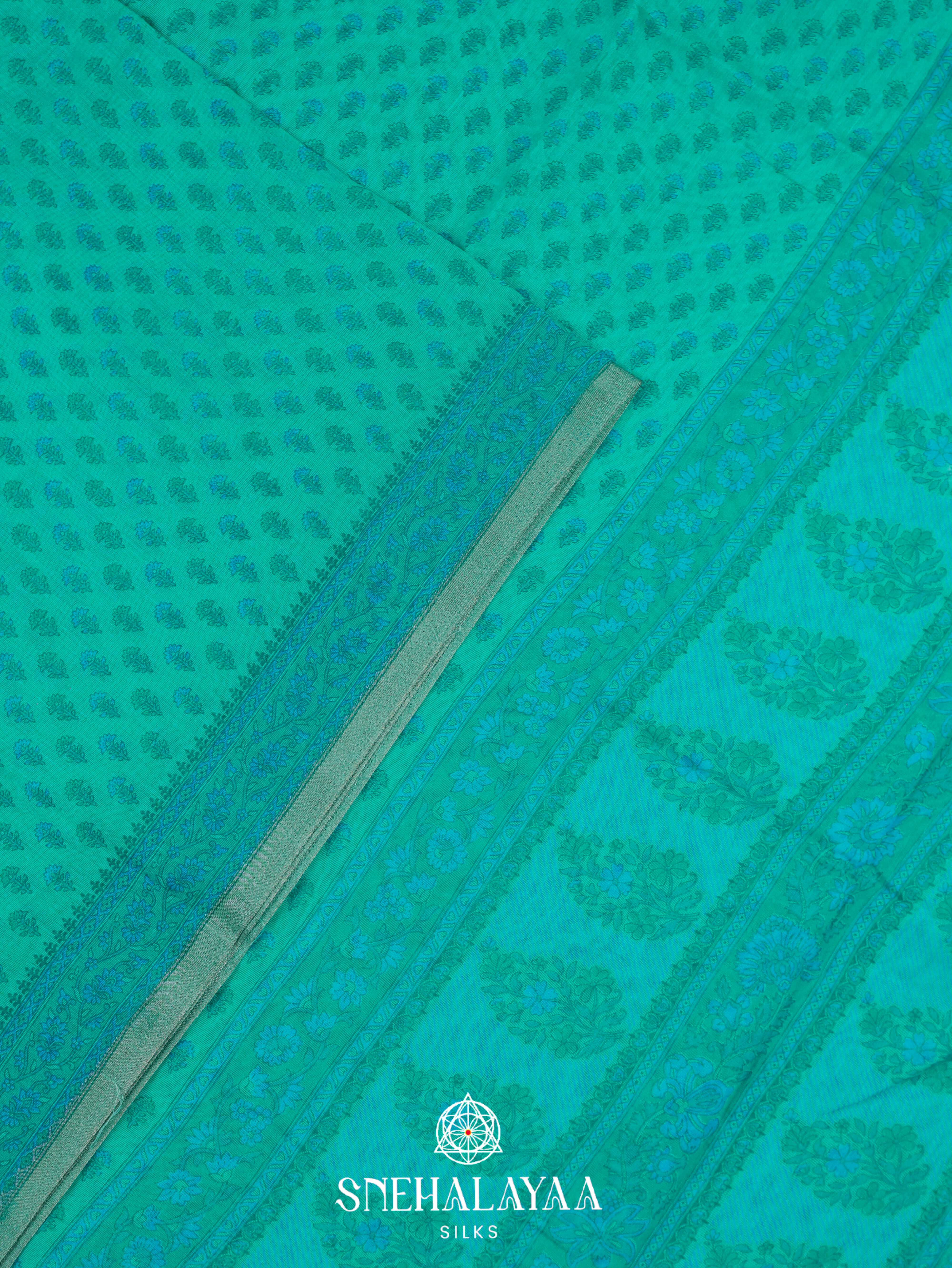 Off White Printed Linen Saree