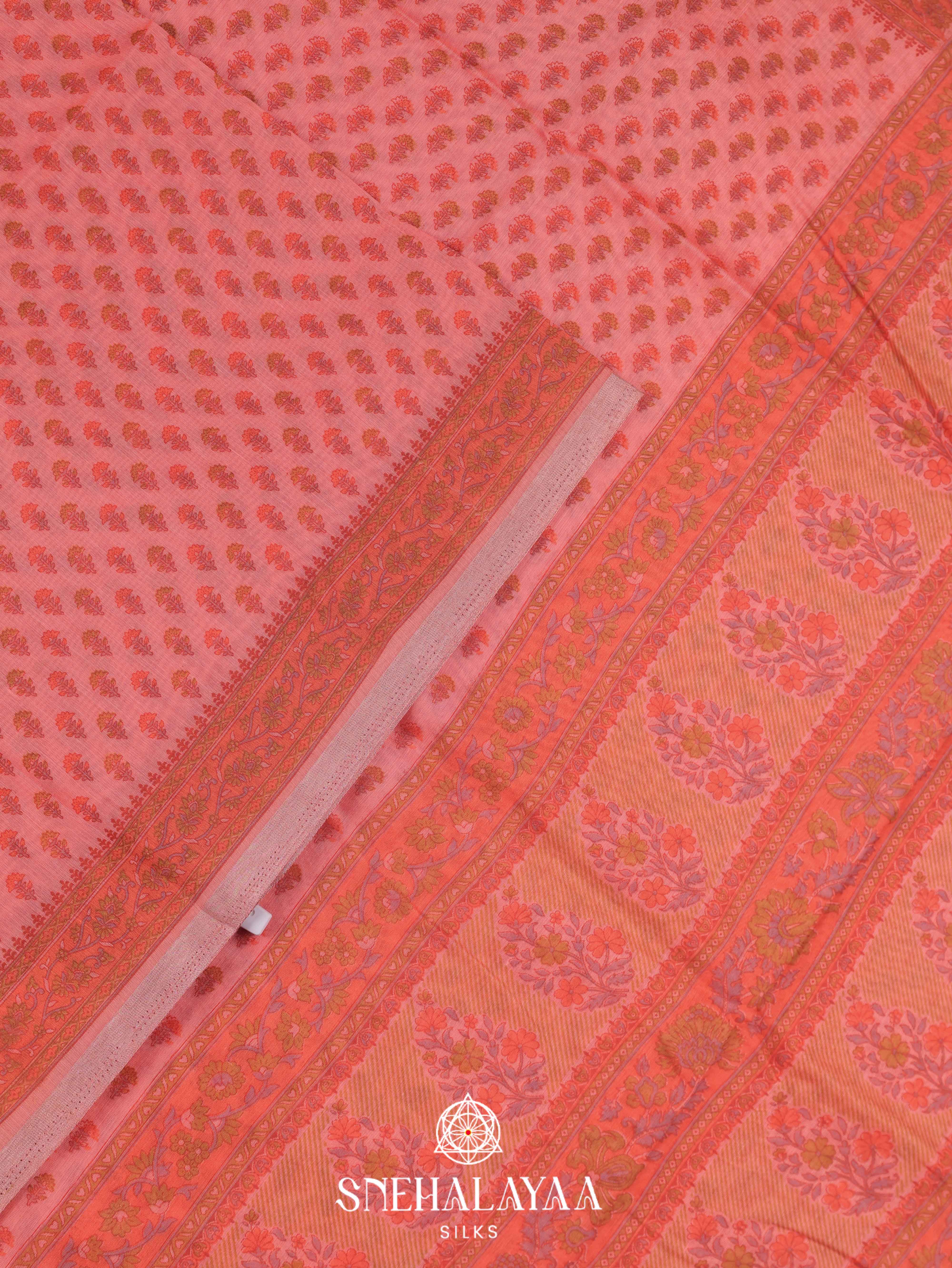 Teal Green Printed Linen Saree
