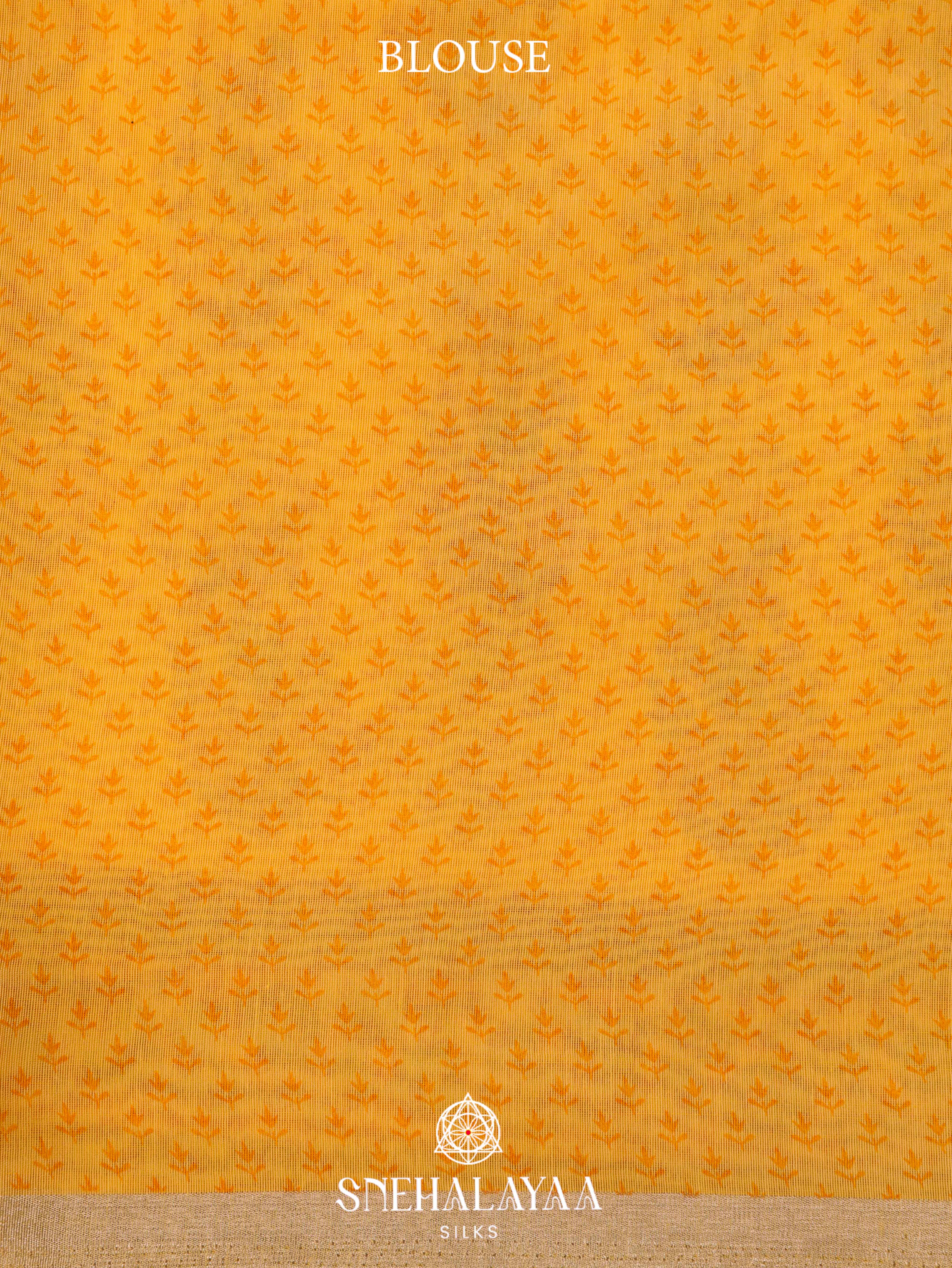 Mango Yelow Printed Linen Saree