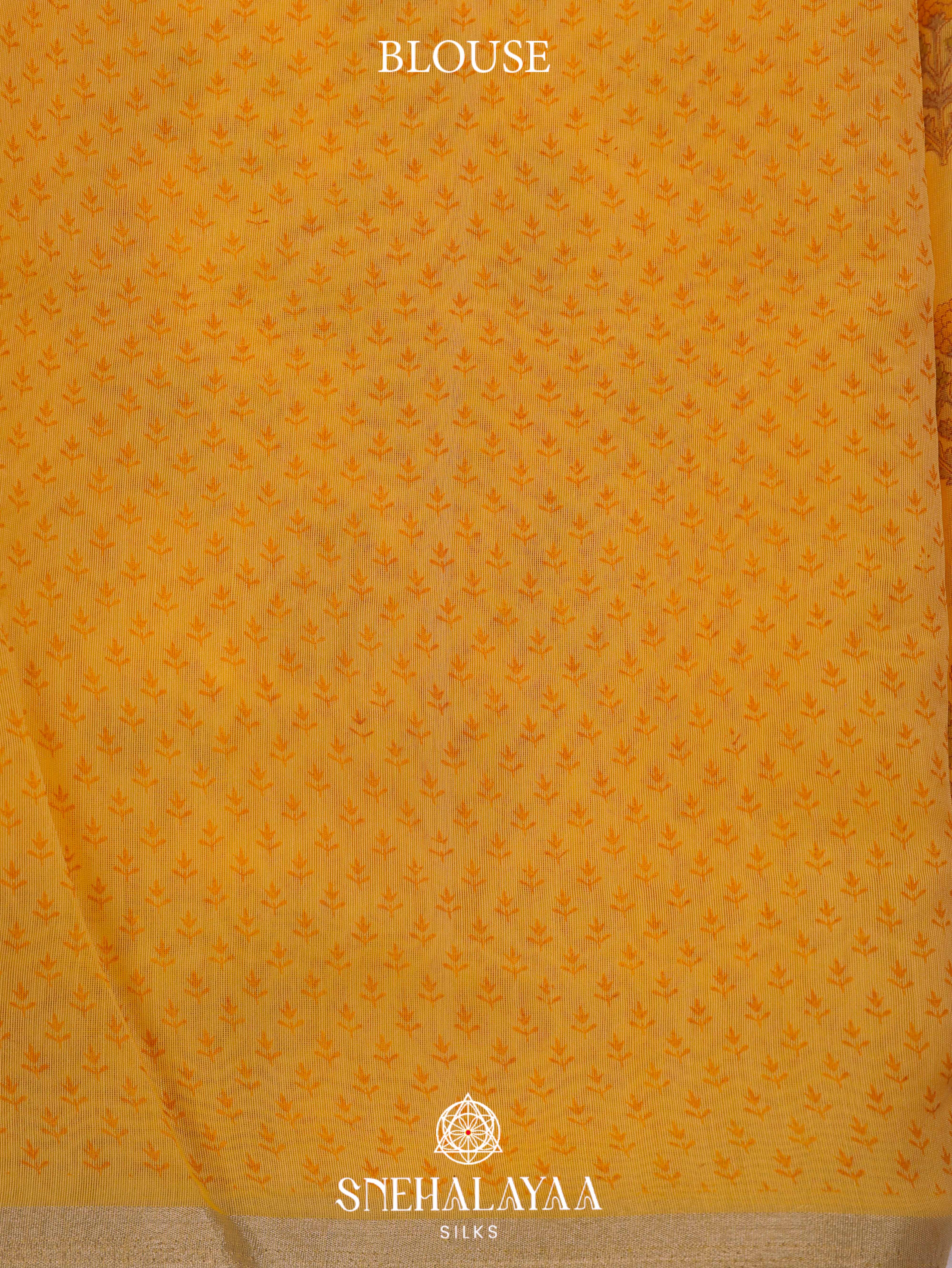 Mango Yelow Printed Linen Saree