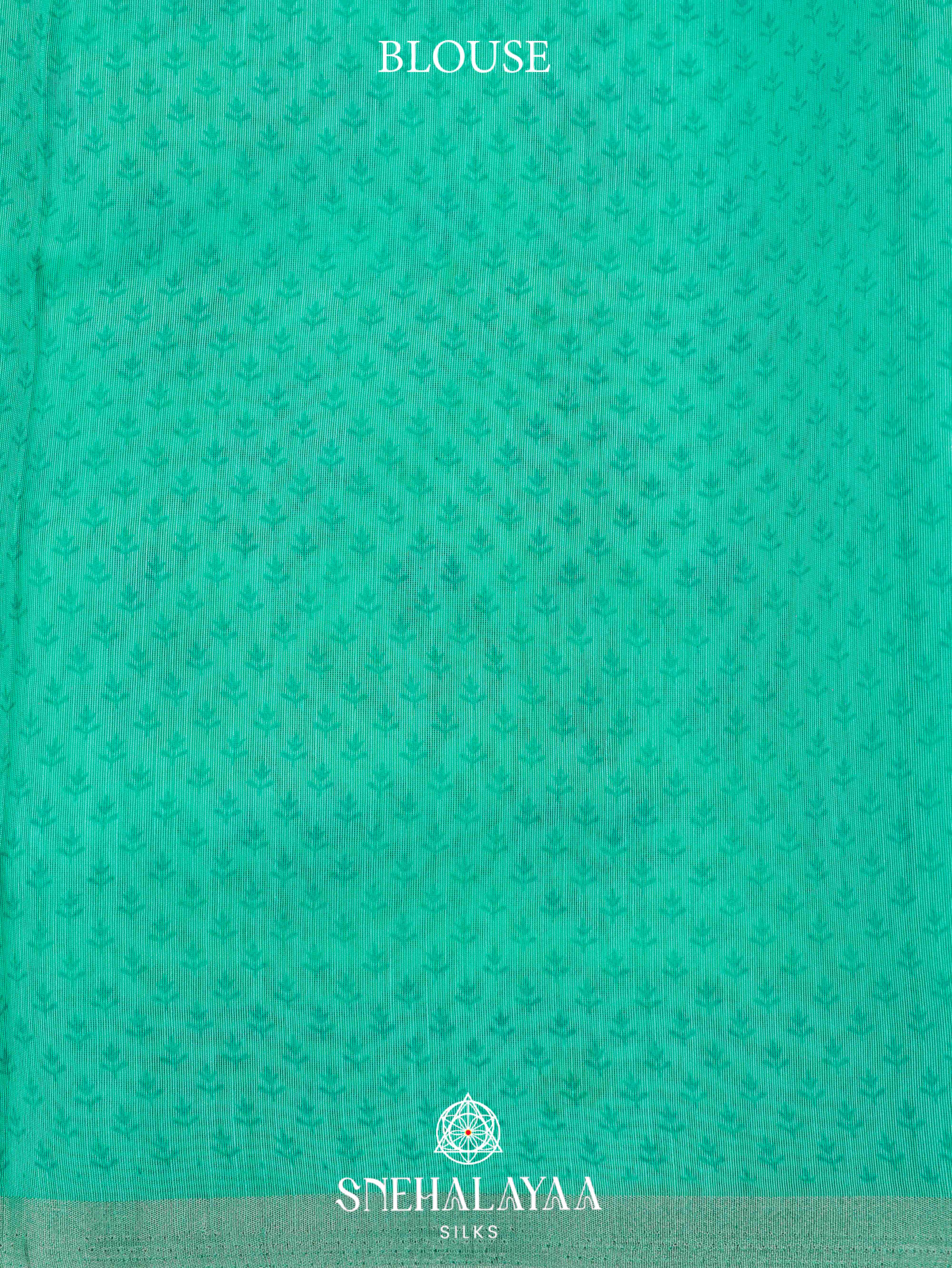 Teal Green Printed Linen Saree