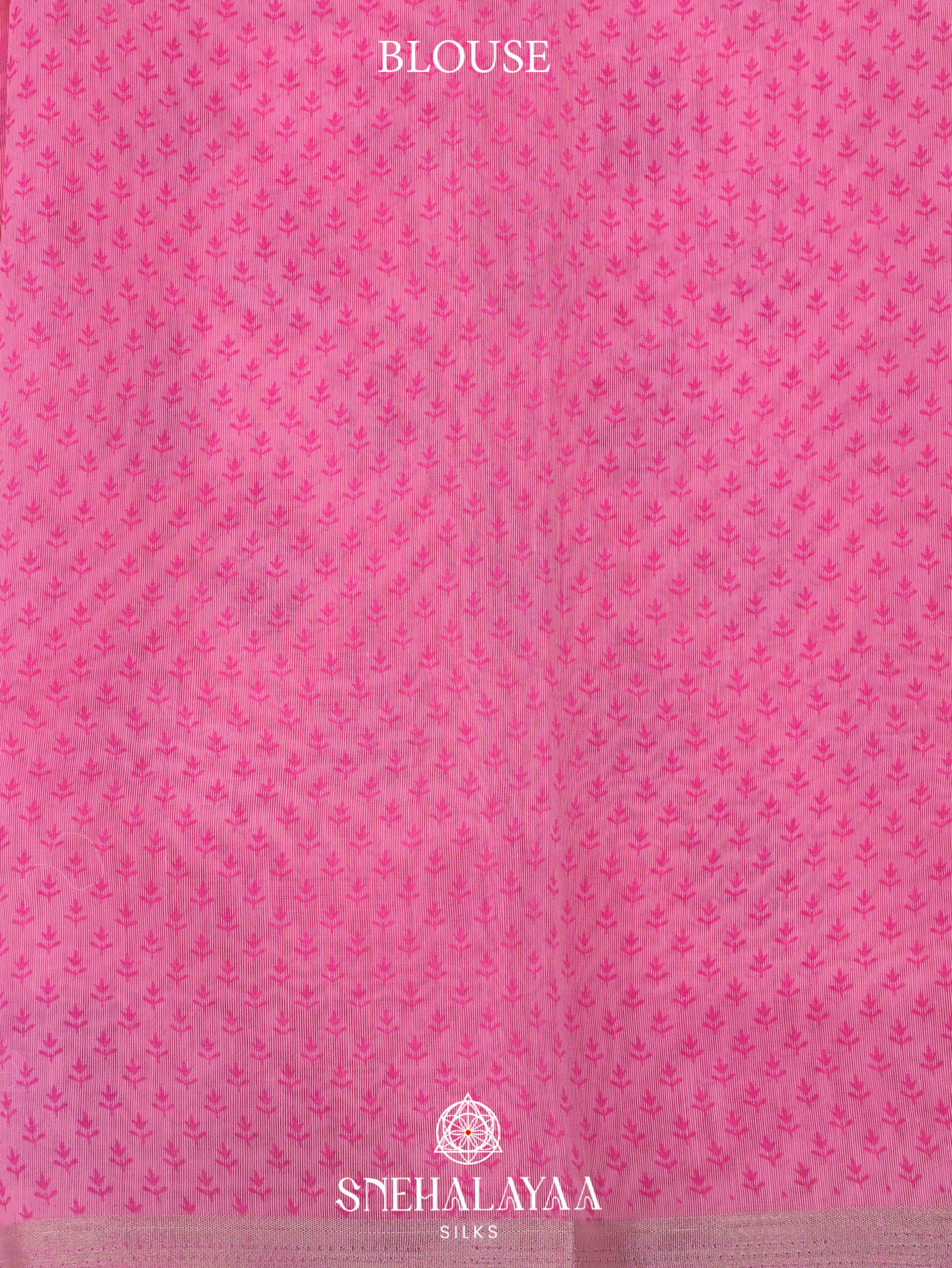 Pink Printed Linen Saree
