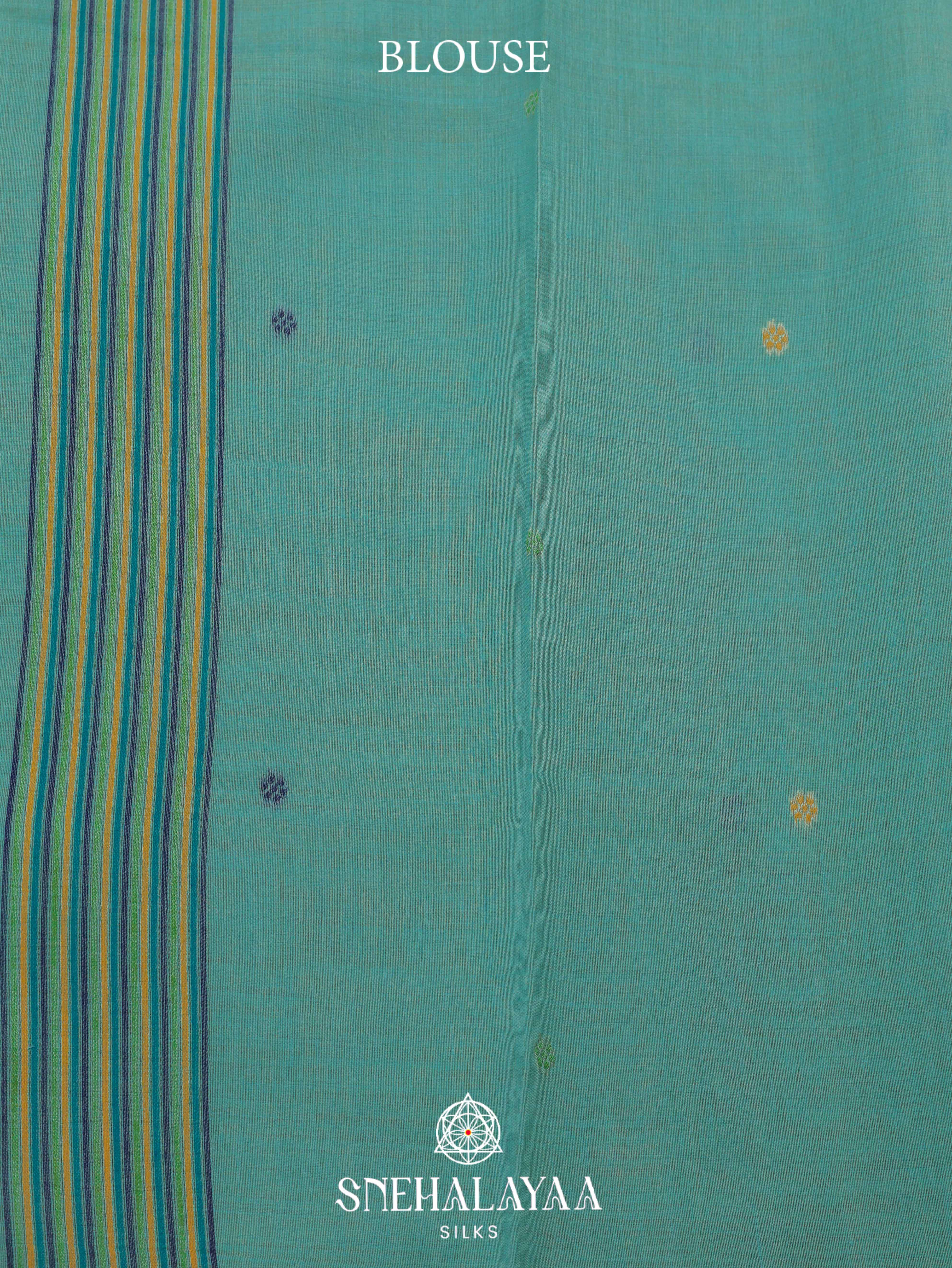 Teal Blue Munga Cotton Saree