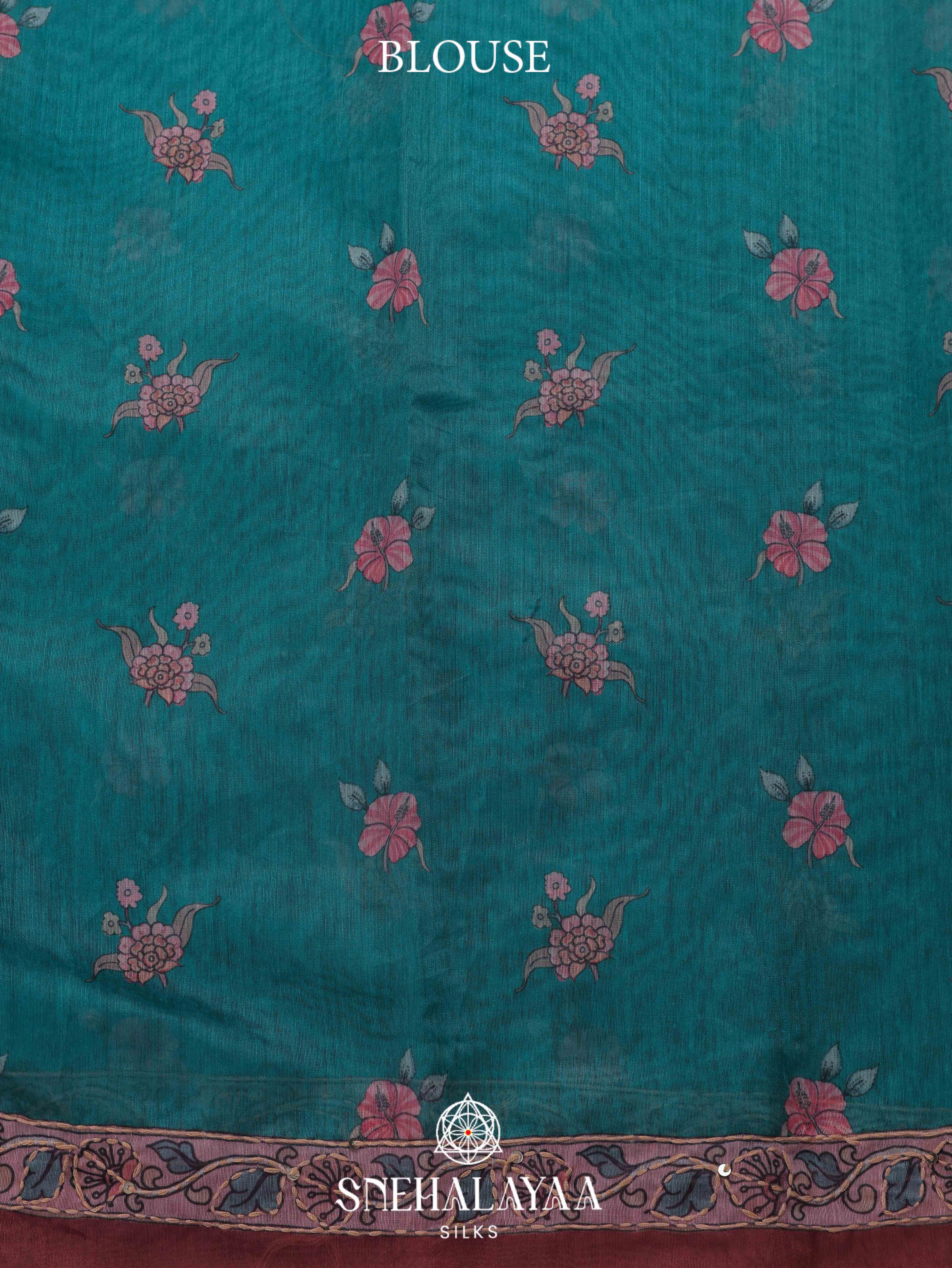 Blue Linen Embroidery Saree