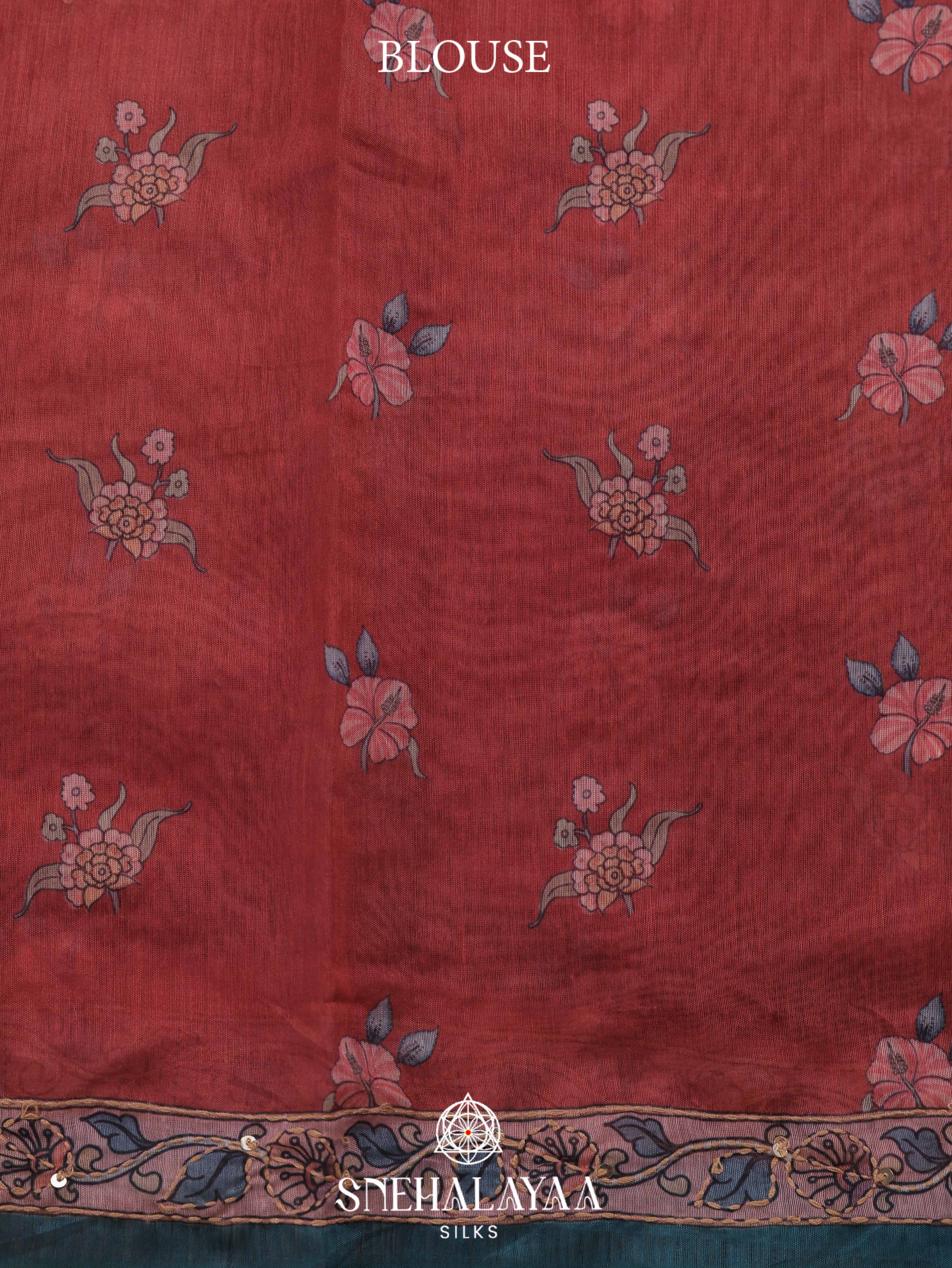 Pink Linen Embroidery Saree