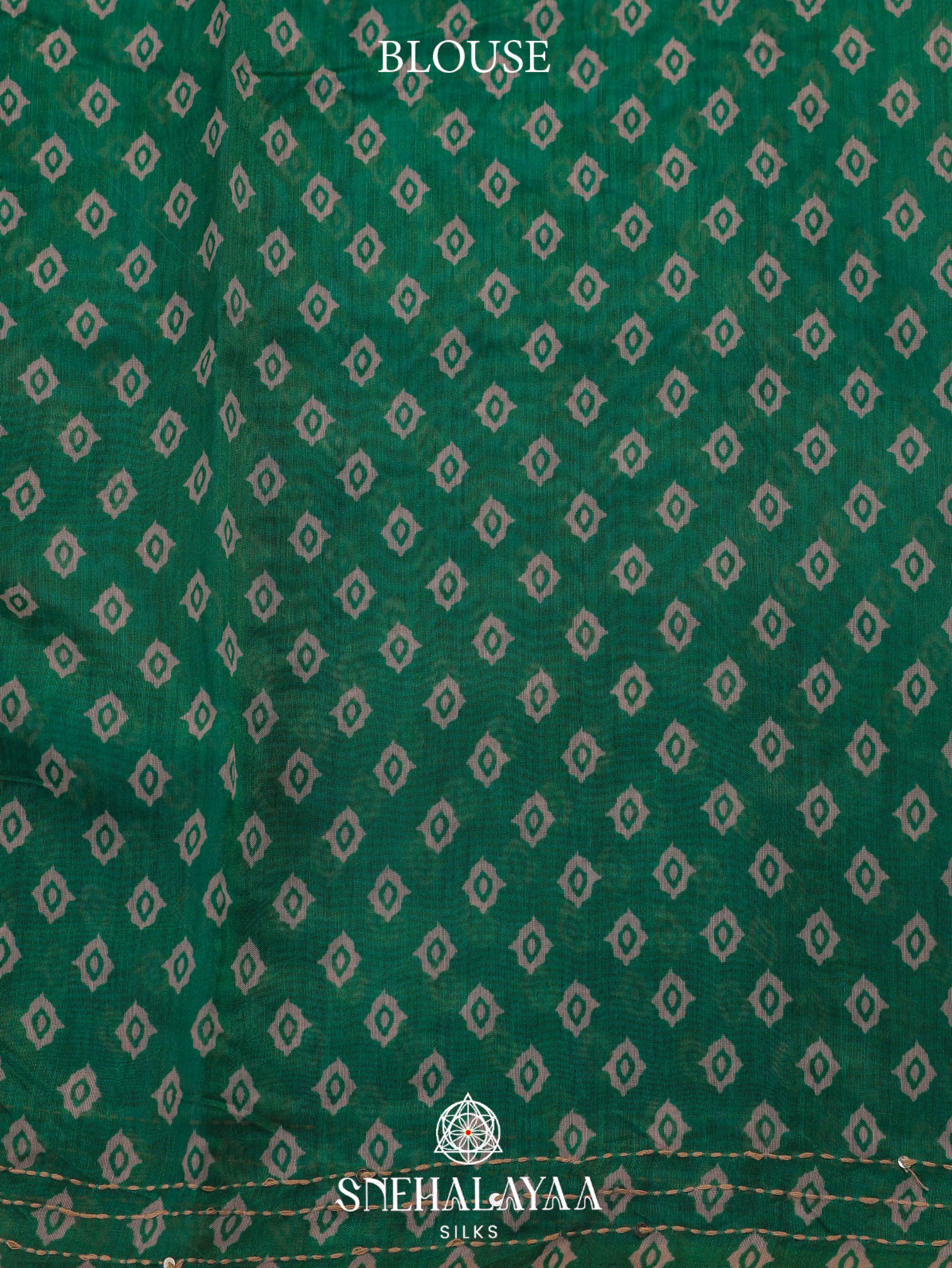 Green Linen Embroidery Saree