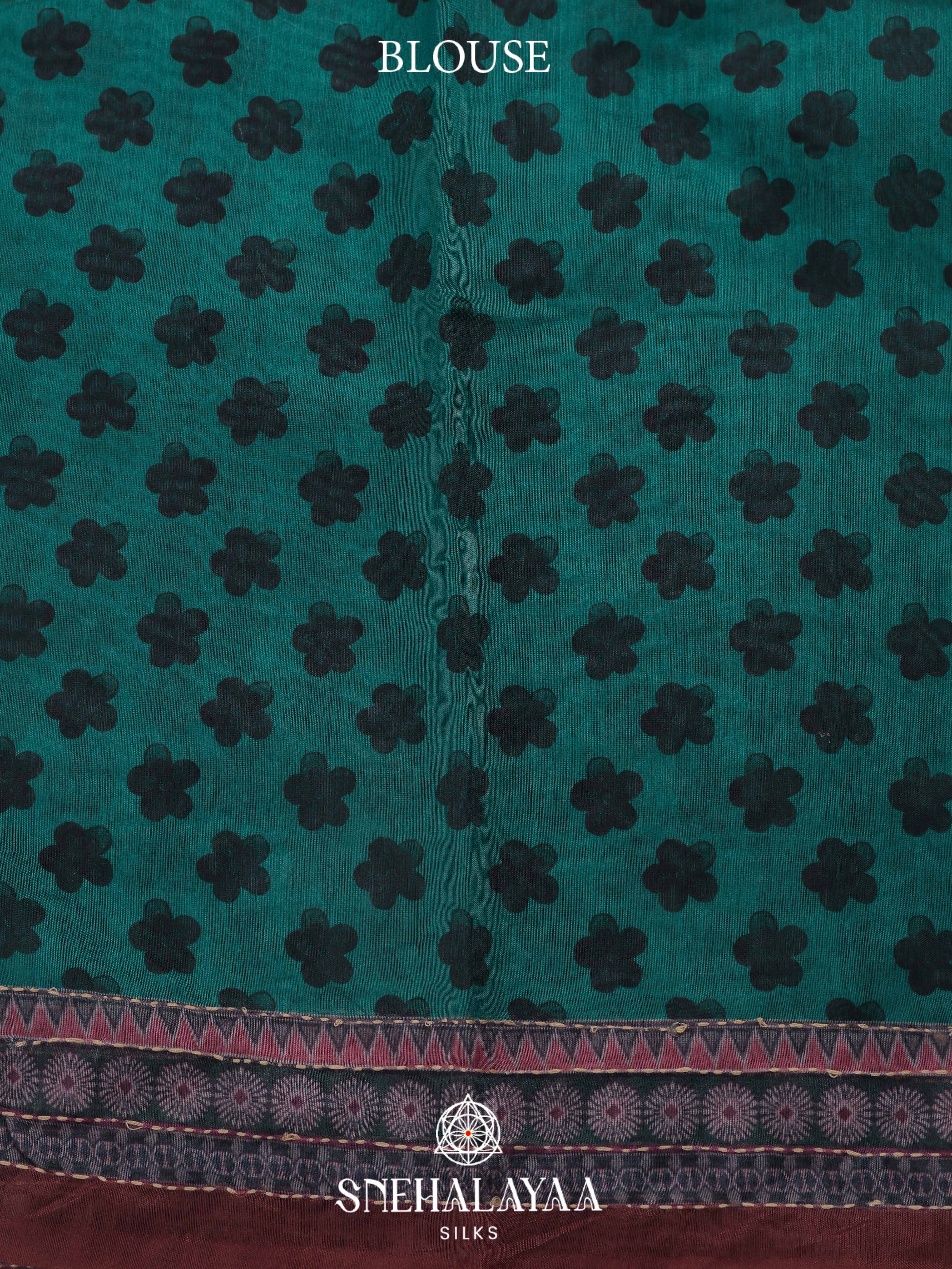 Sea Green Linen Embroidery Saree