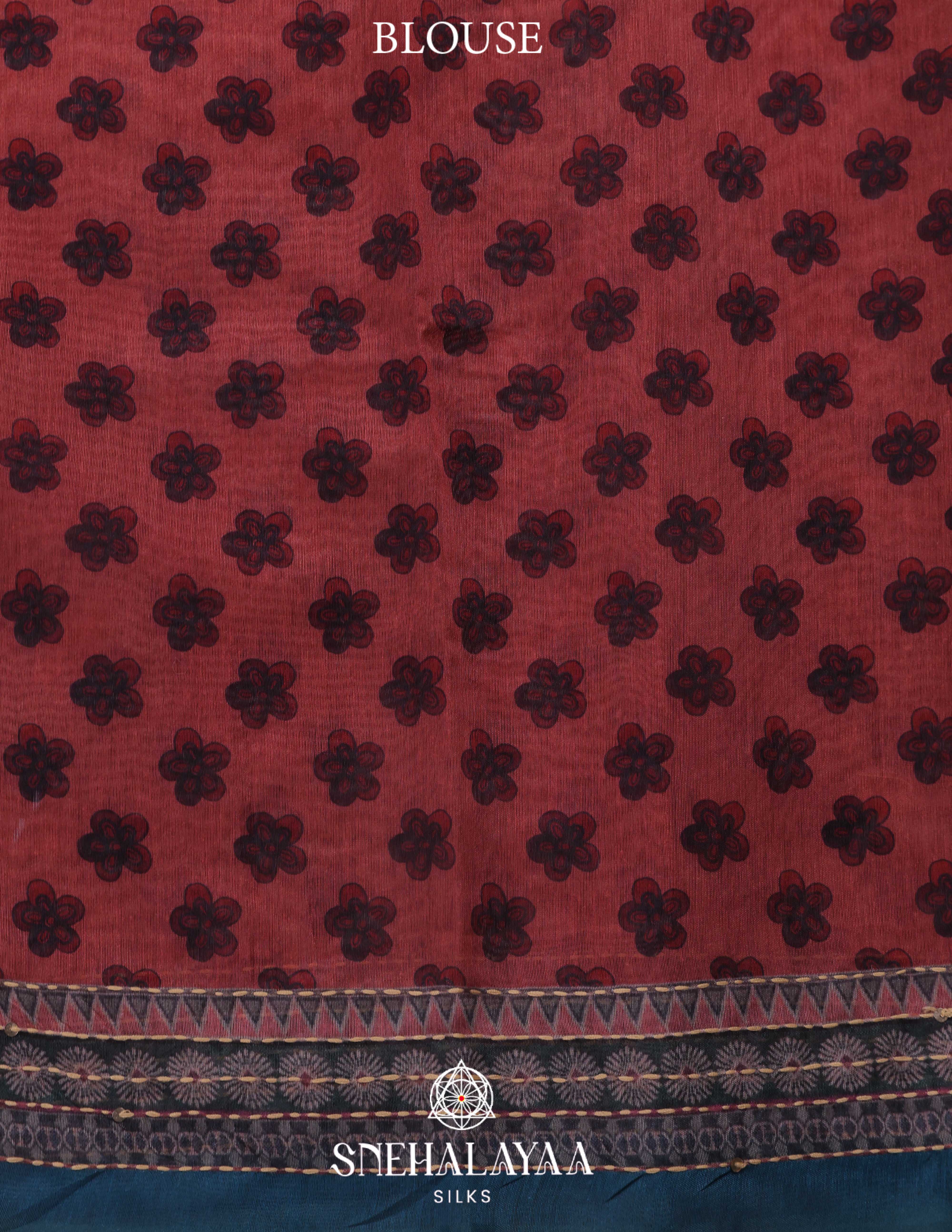 Red Linen Embroidery Saree