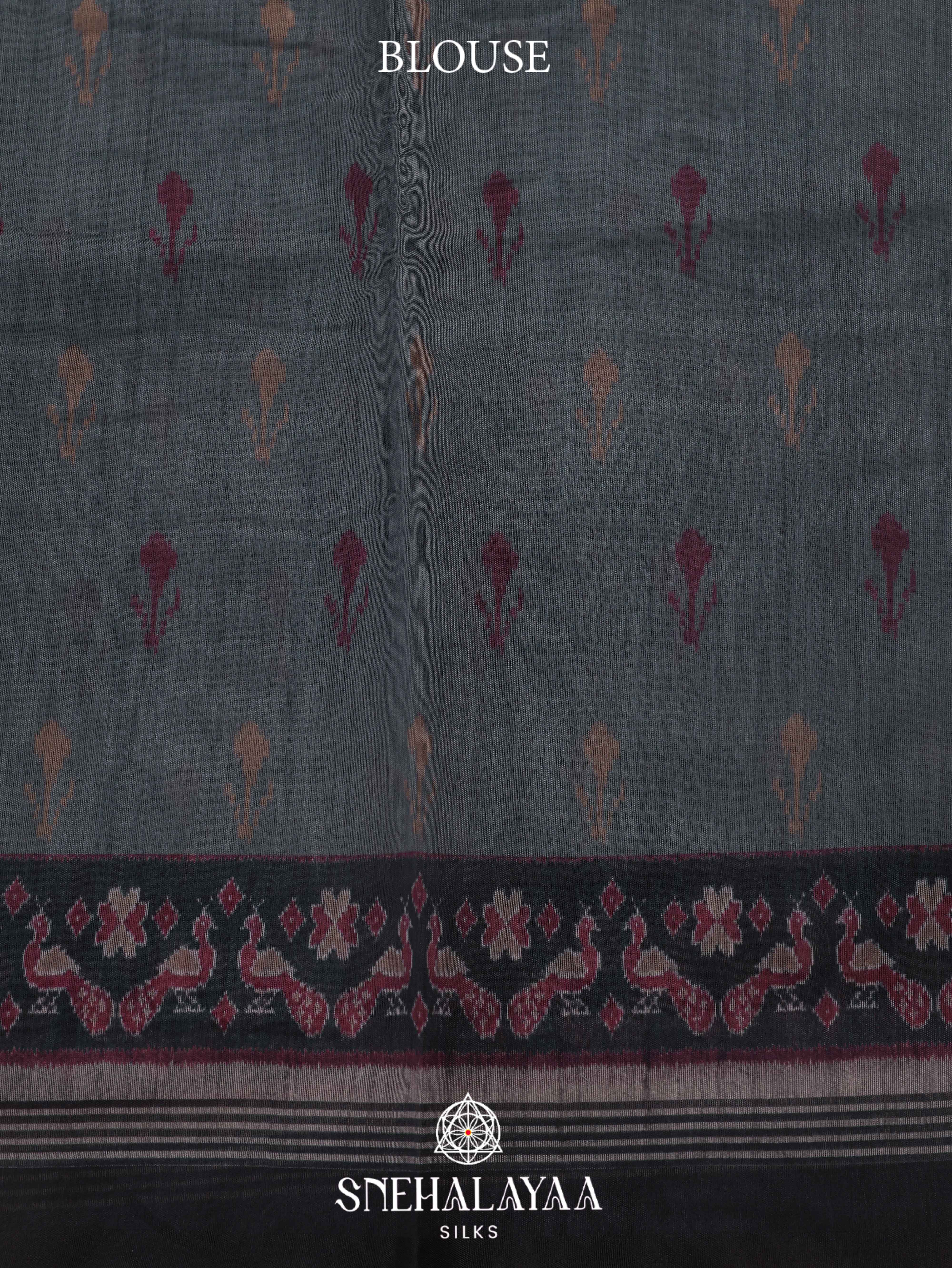 Grey  Linen Embroidery Saree